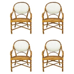 Juego de 4 sillas de comedor de ratán retorcido McGuire