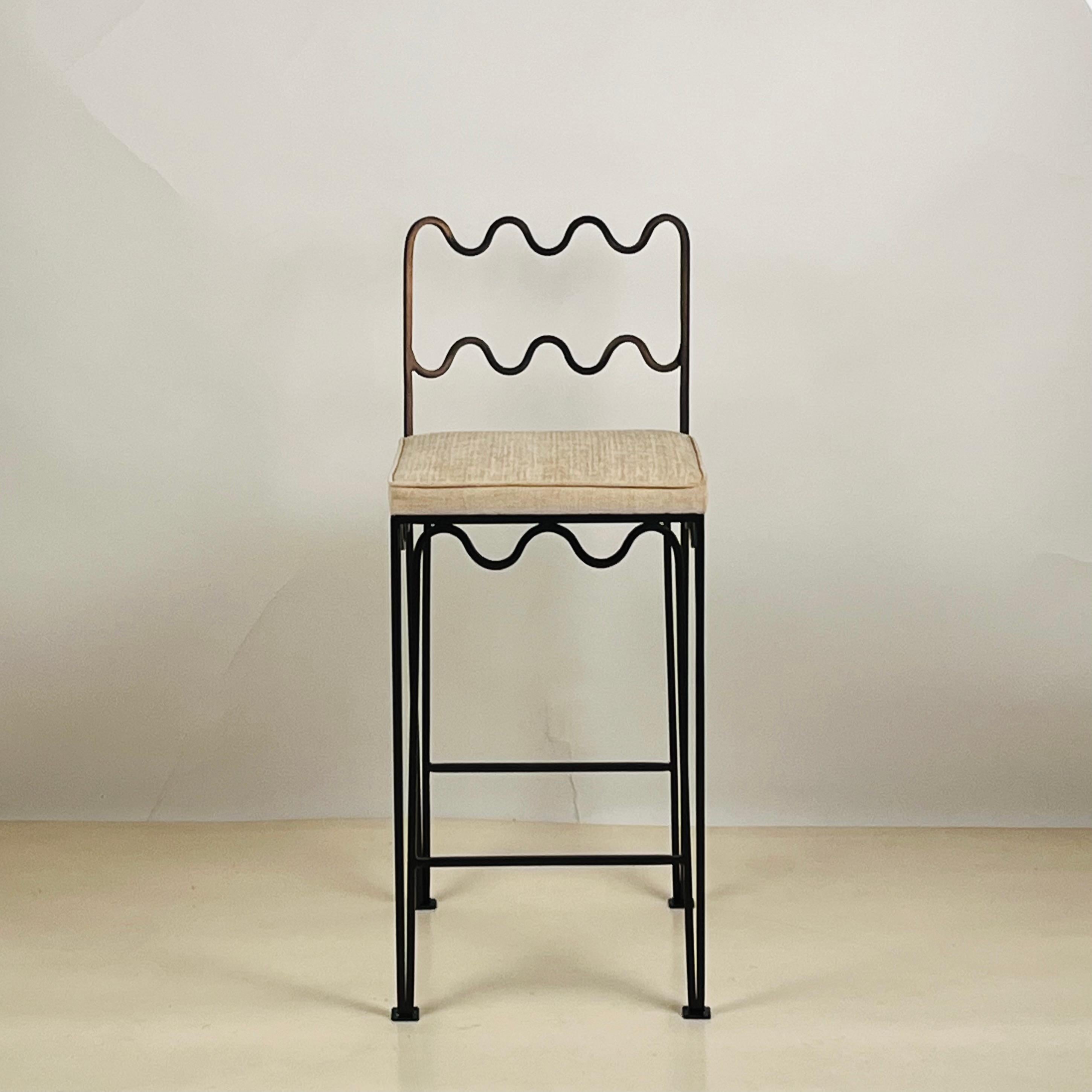 Art Deco Set of 4 'Méandre' Counter Stools by Design Frères, in COM For Sale