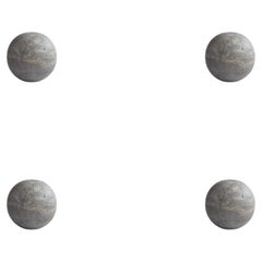 Set of 4 Medium Decorative Silver Travertine Jars, Earth Colour