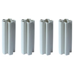 Set of 4 Medium Geometric Ceramic KYO Star Vases in White by Mazo Design