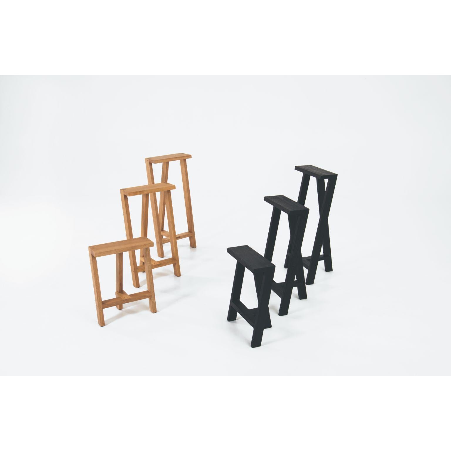 Set of 4 Medium Pausa Oak Stool by Pierre-Emmanuel Vandeputte In New Condition For Sale In Geneve, CH