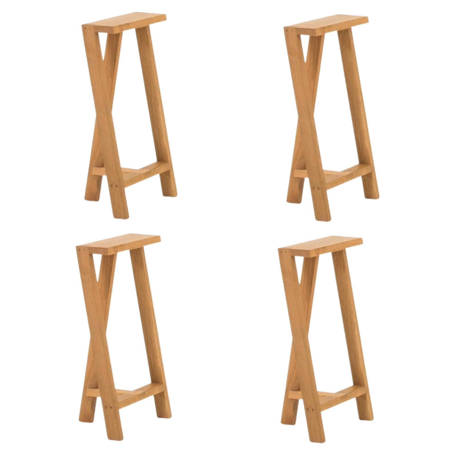 4er-Set Hocker aus Pausa-Eiche von Pierre-Emmanuel Vandeputte