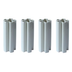Set of 4 Medium Geometric Ceramic KYO Star Vases in White by Mazo Design