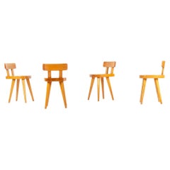 Set of 4 Méribel Chairs by Christian Durupt, Solid Pine, France, 1960s