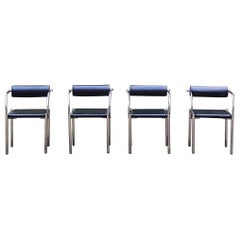 Set of 4 metal and vinyle armchairs attributed to Shiro Kuramata - Around 1988