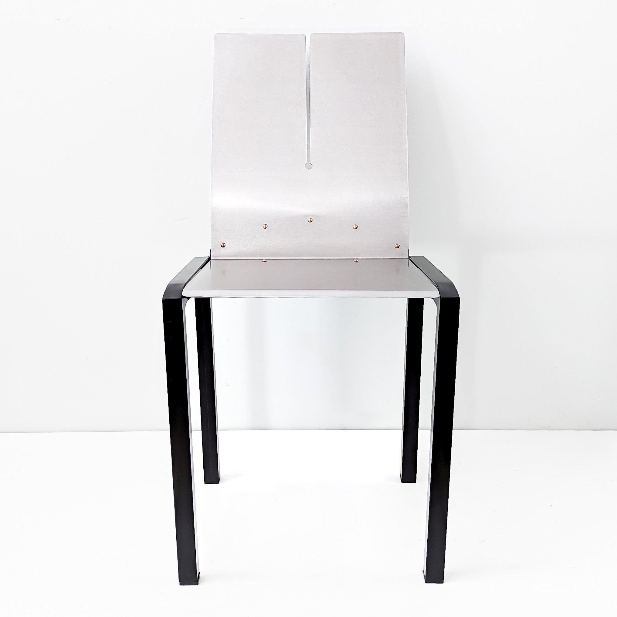 Set of 4 Metal 'Blade' Chairs By Maurizio Peregalli , Italy / C.1980 For Sale 1