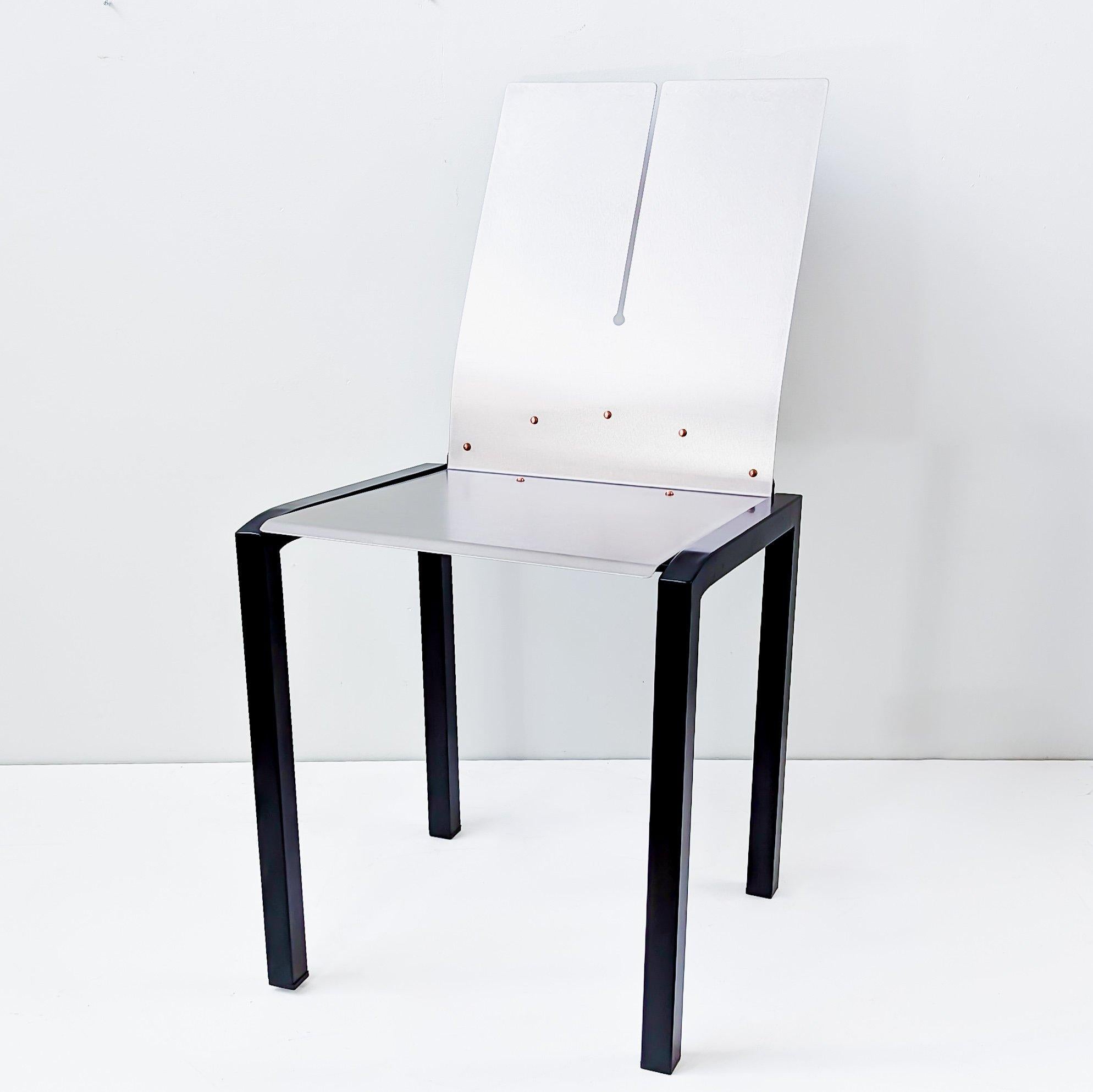Set of 4 Metal 'Blade' Chairs By Maurizio Peregalli , Italy / C.1980 For Sale 2