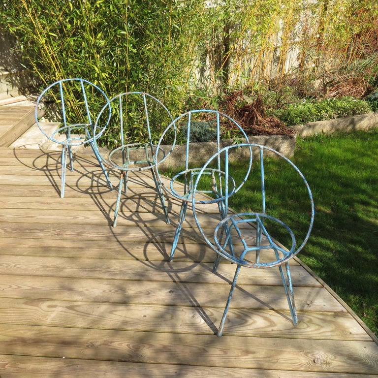 Set of 4 Metal Garden Chairs from the 1950s For Sale at 1stDibs