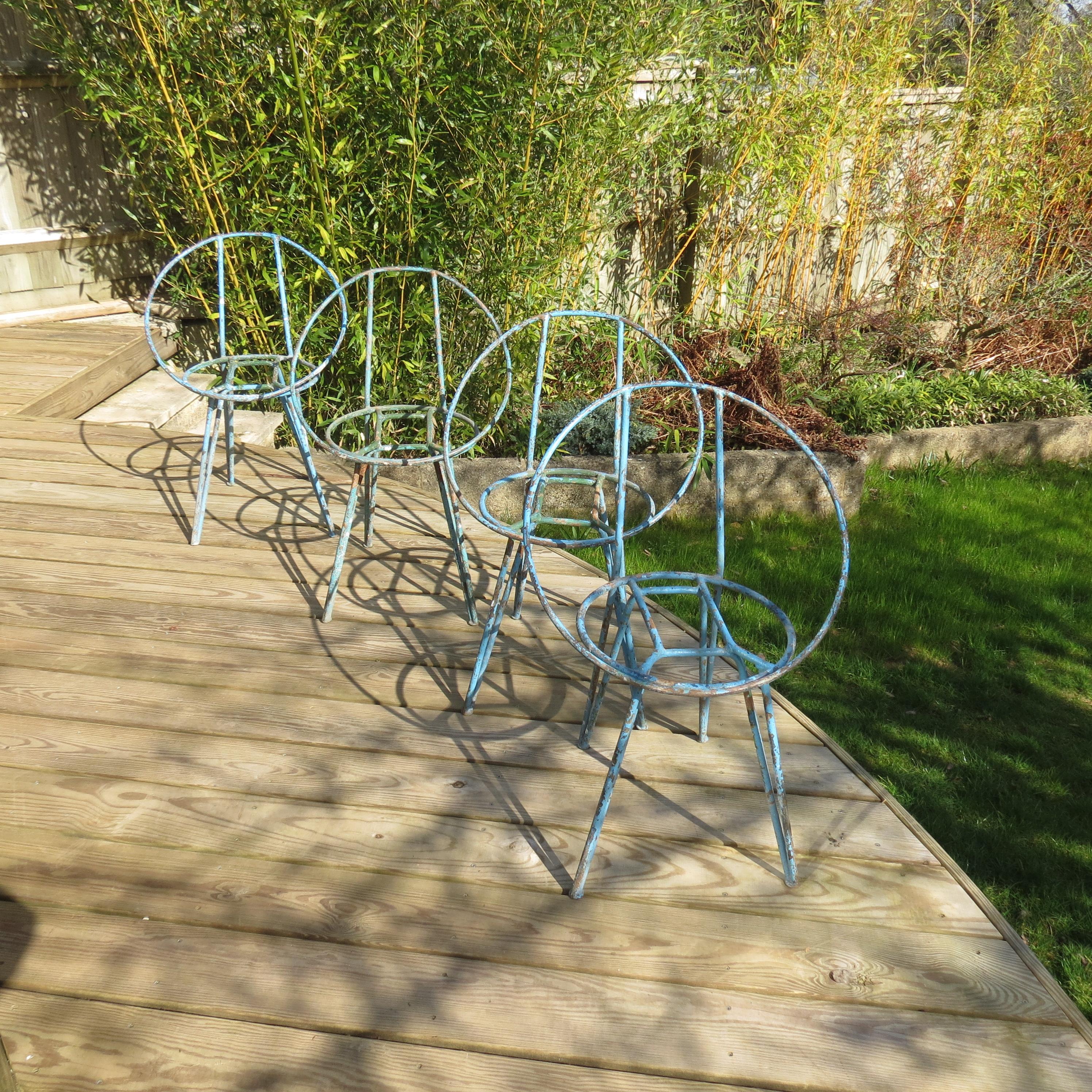 Set of 4 Metal Garden Chairs from the 1950s 6