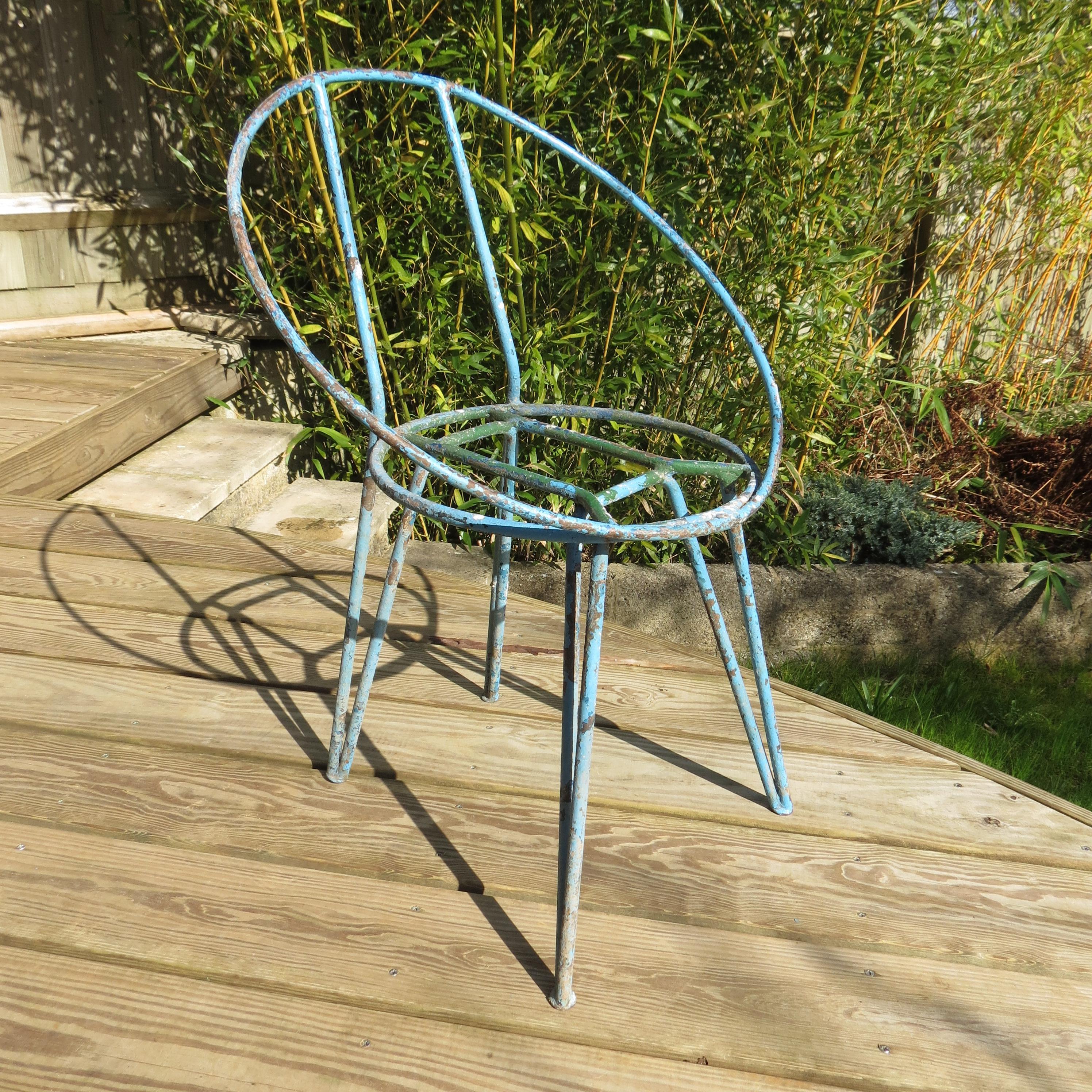 Mid-Century Modern Set of 4 Metal Garden Chairs from the 1950s