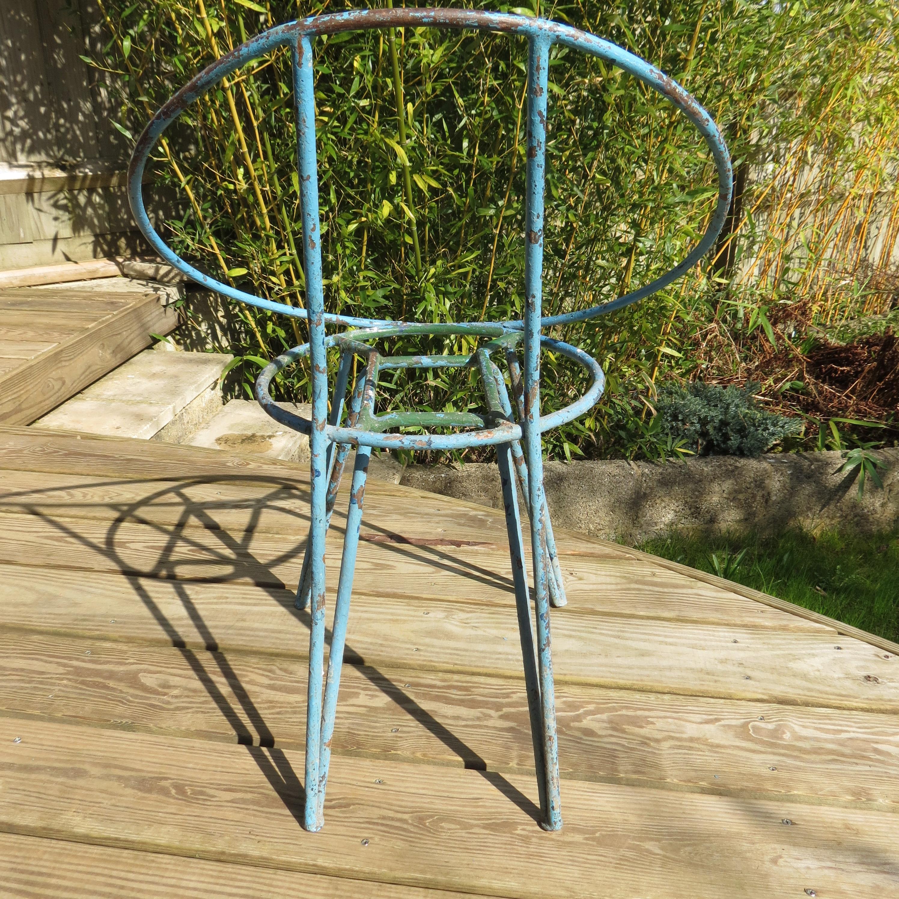 Machine-Made Set of 4 Metal Garden Chairs from the 1950s