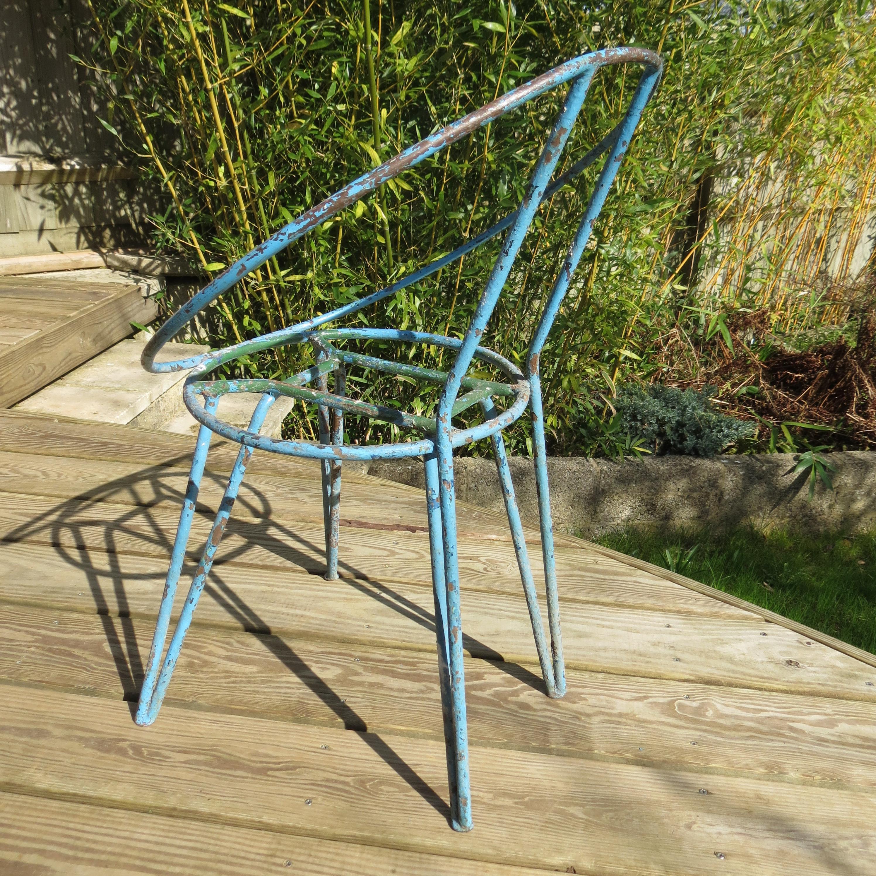 Set of 4 Metal Garden Chairs from the 1950s In Good Condition In Stow on the Wold, GB