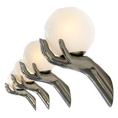 Set of 4 Metal "Hands" Wall Appliques, by Arlus, France