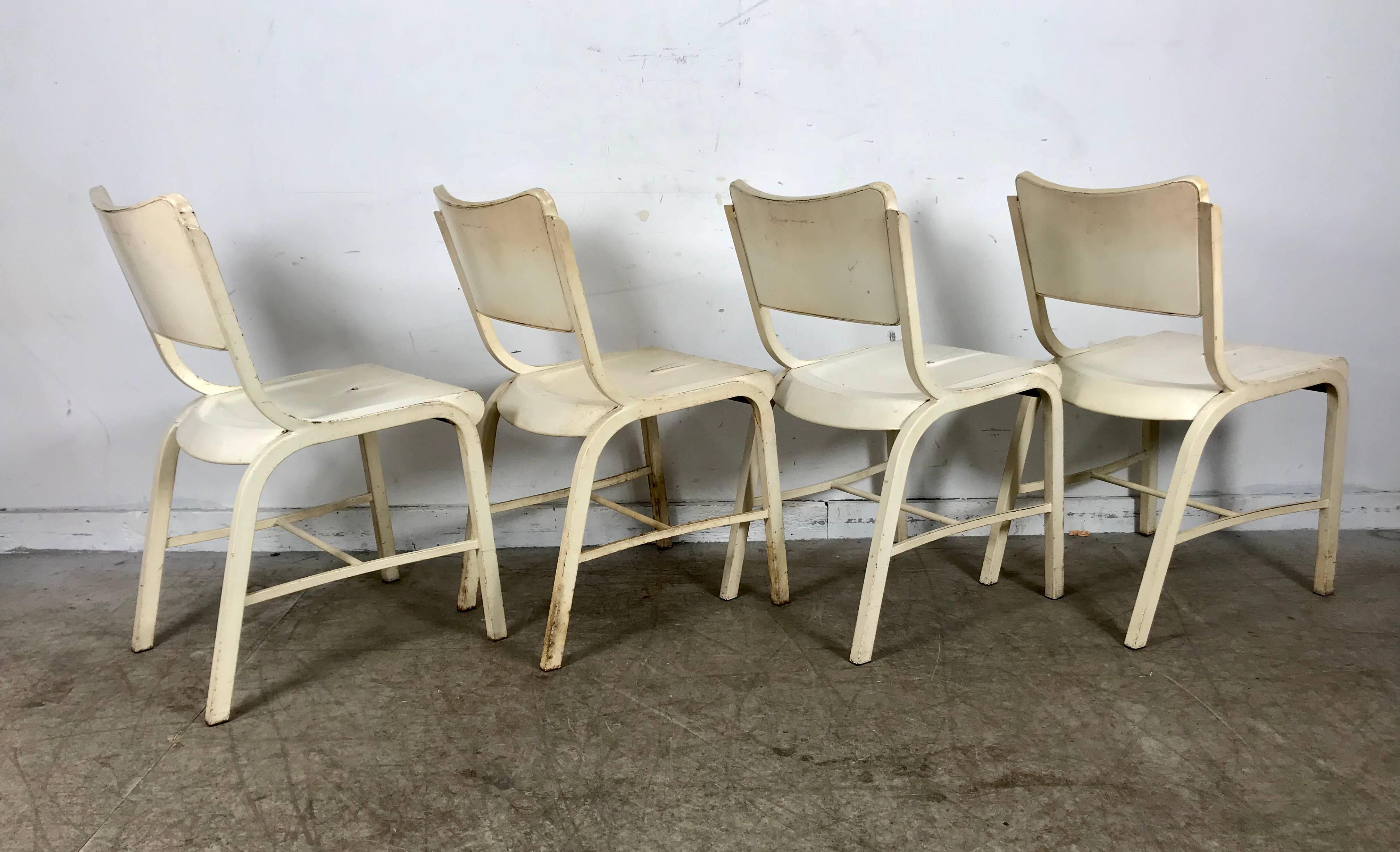 American Set of Four Metal Industrial Side Chairs Manufactured by Doehler Metal Furn Co