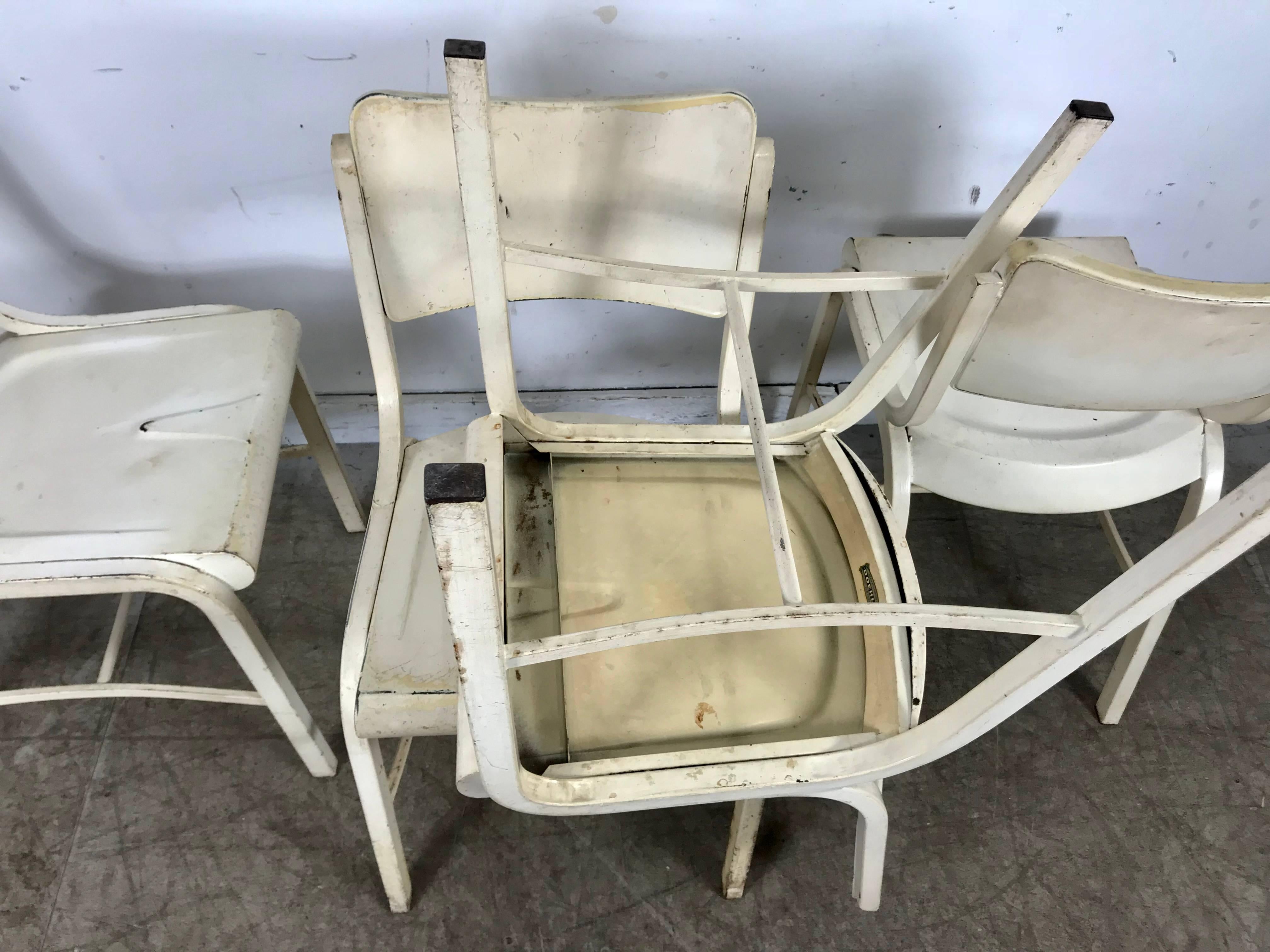 Set of Four Metal Industrial Side Chairs Manufactured by Doehler Metal Furn Co 1
