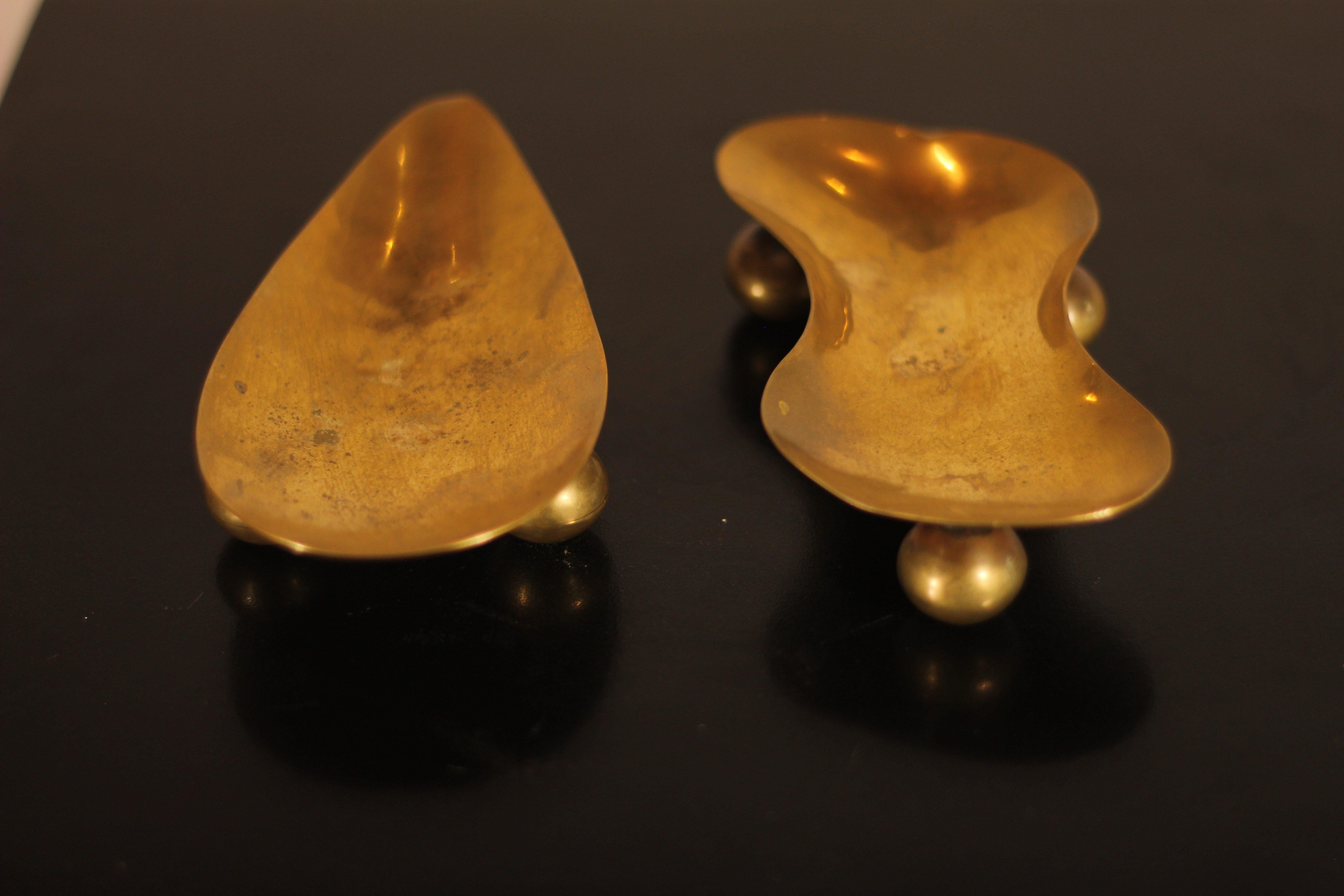 Set of 4 Mexican Midcentury Brass Ashtrays, c. 1960 In Good Condition For Sale In colima, MX