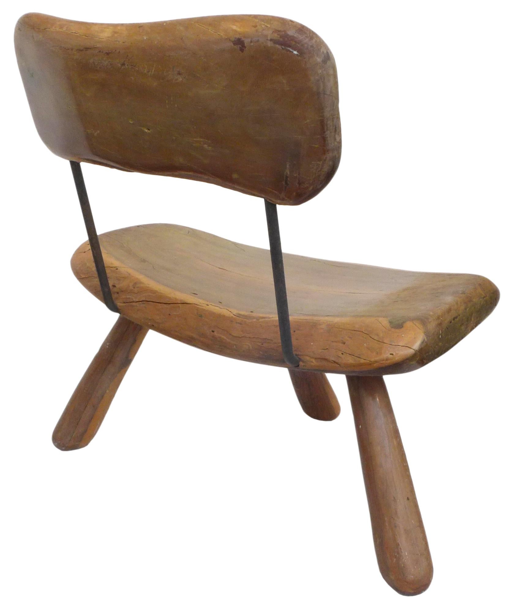 Late 20th Century Set of 4 Mexican Organic Modern Wood & Iron Chairs After Sabina For Sale