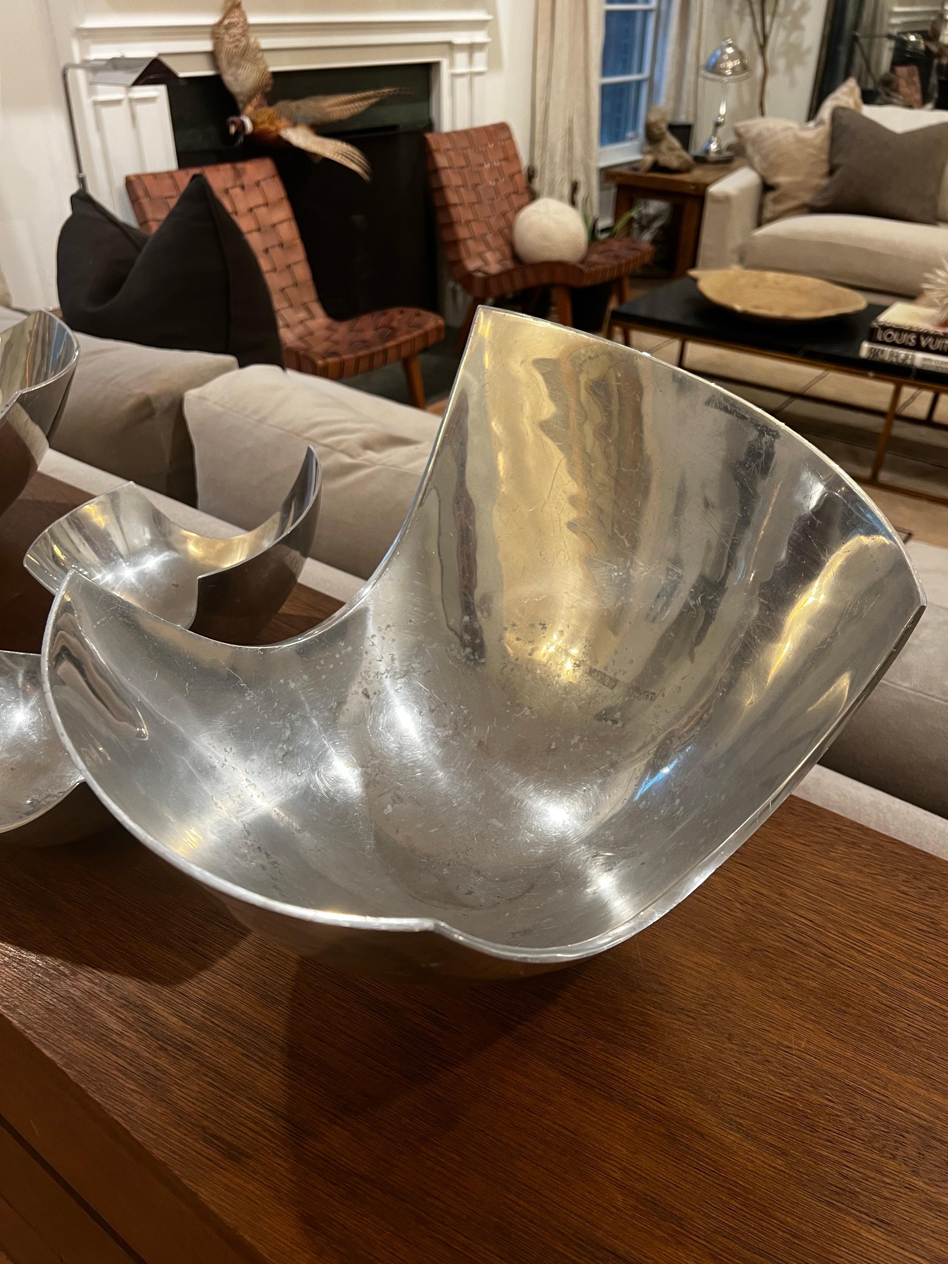 Modern Set of 4 Michael Lax  for Metaal Sculptural Serving Bowls - Aluminum For Sale