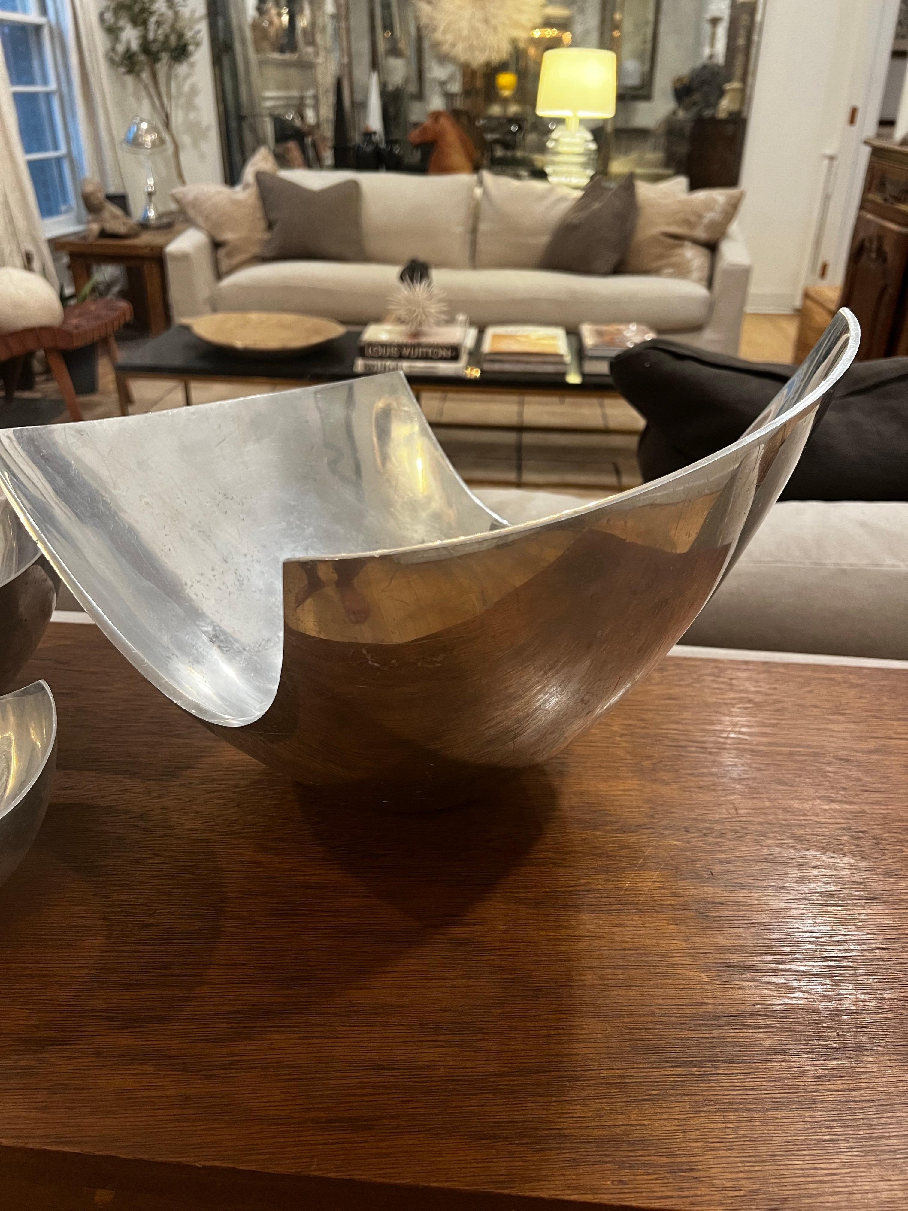 Set of 4 Michael Lax  for Metaal Sculptural Serving Bowls - Aluminum For Sale 1