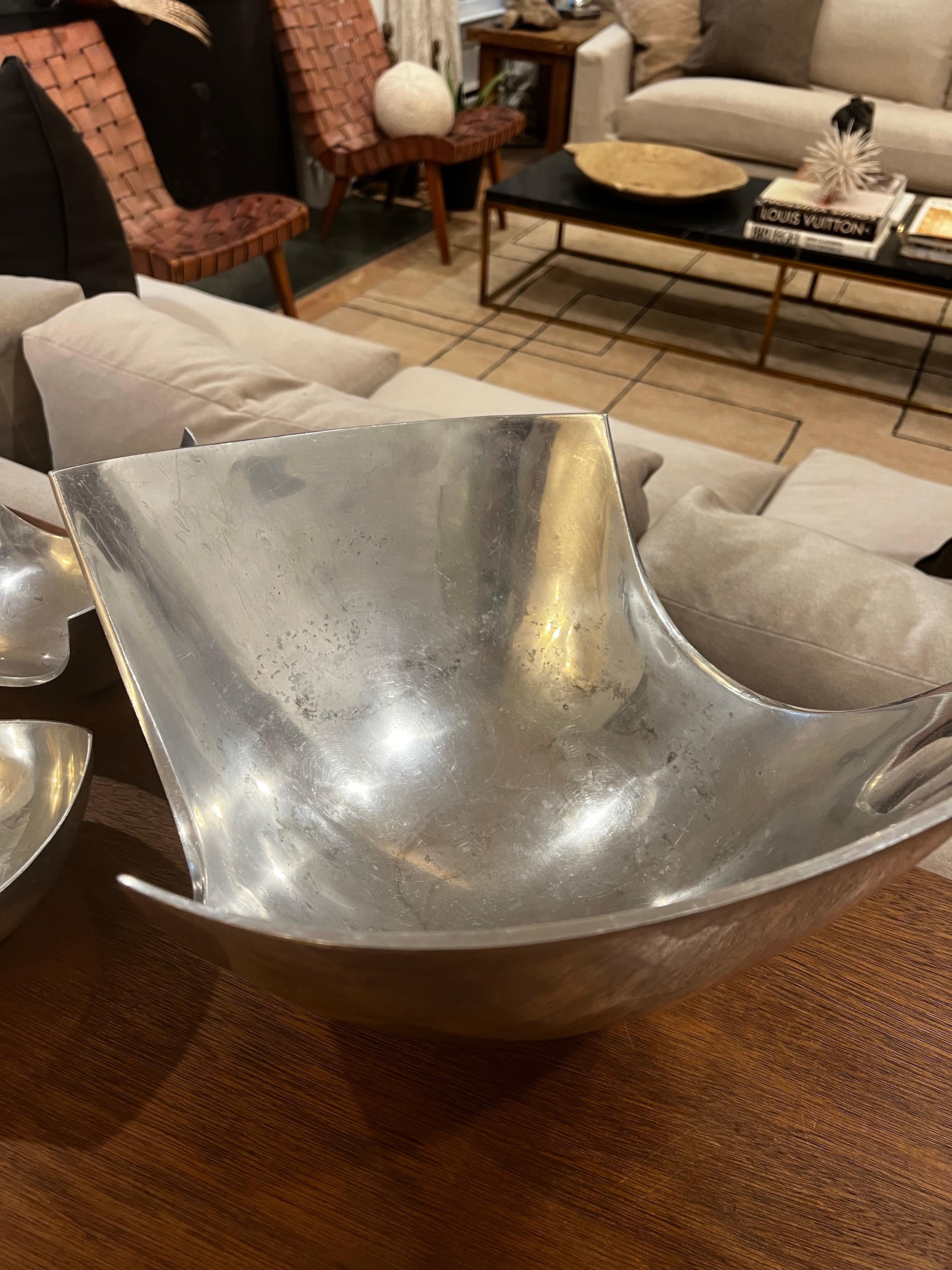 Set of 4 Michael Lax  for Metaal Sculptural Serving Bowls - Aluminum For Sale 2