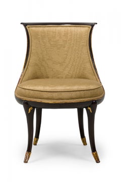 4er-Set Michael Taylor Amerikanischer Nussbaum & Messing Intarsien gepolsterte Esszimmerstühle