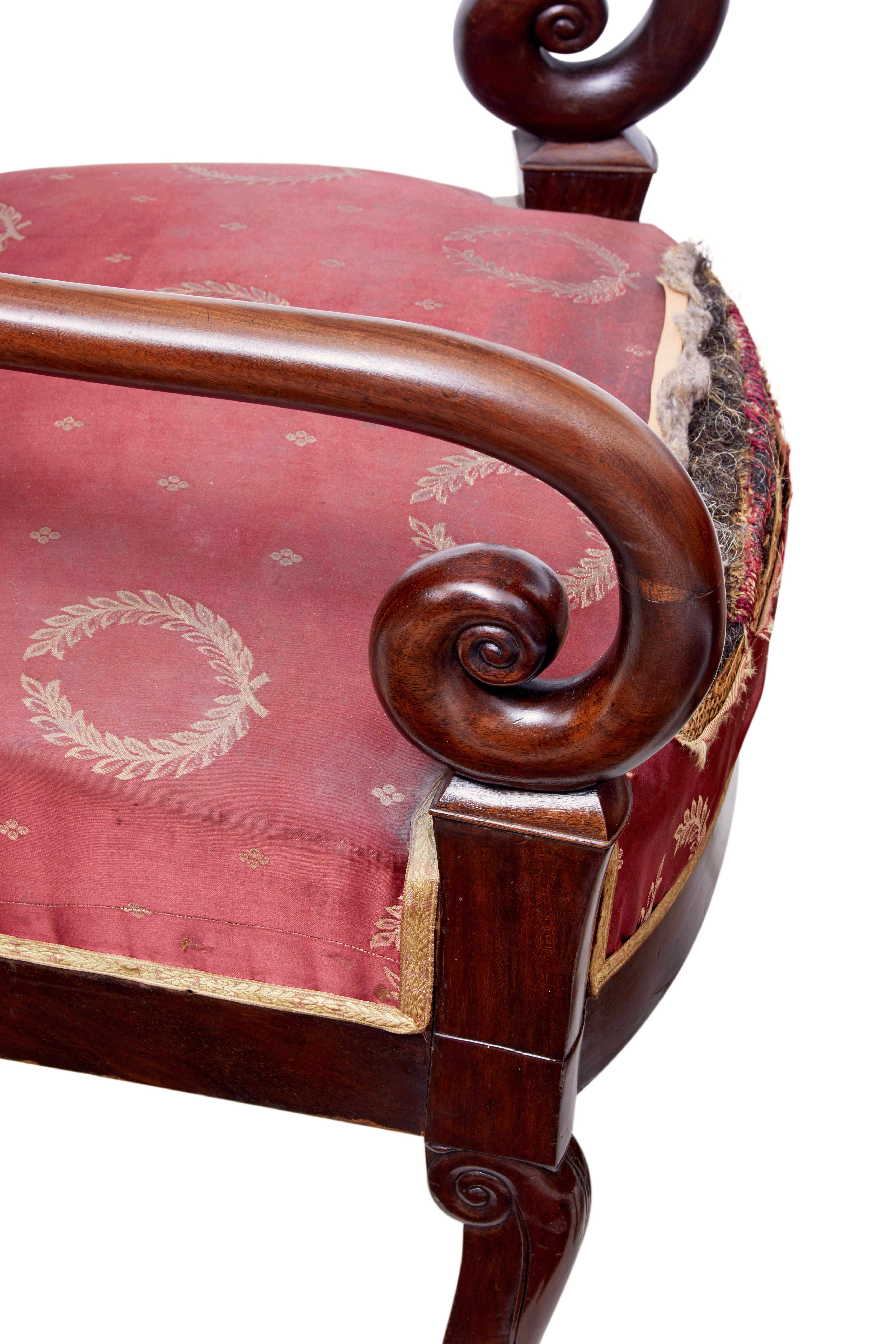 19th Century Set of 4 mid 19th century Danish mahogany armchairs For Sale