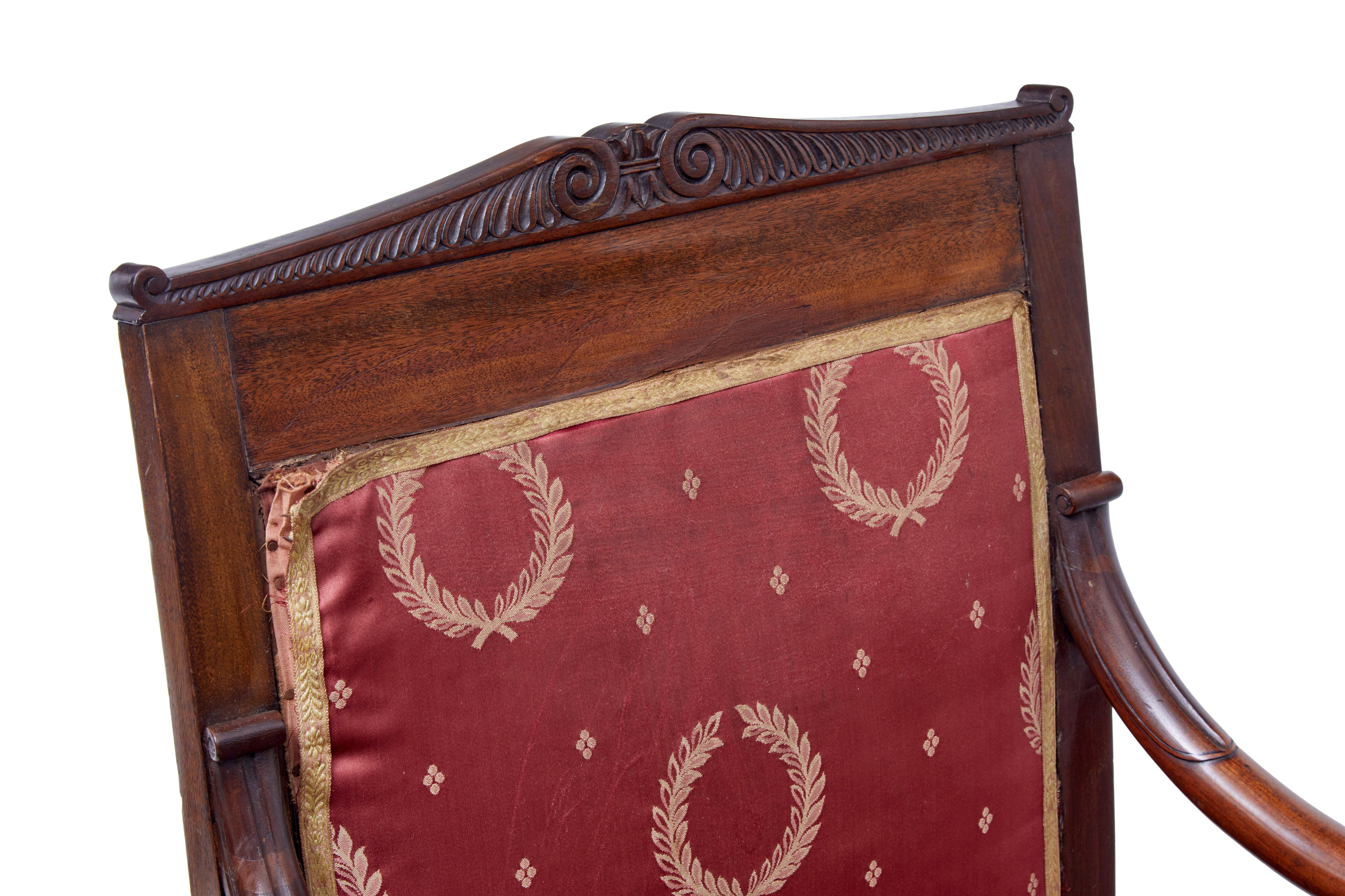 Mahogany Set of 4 mid 19th century Danish mahogany armchairs For Sale
