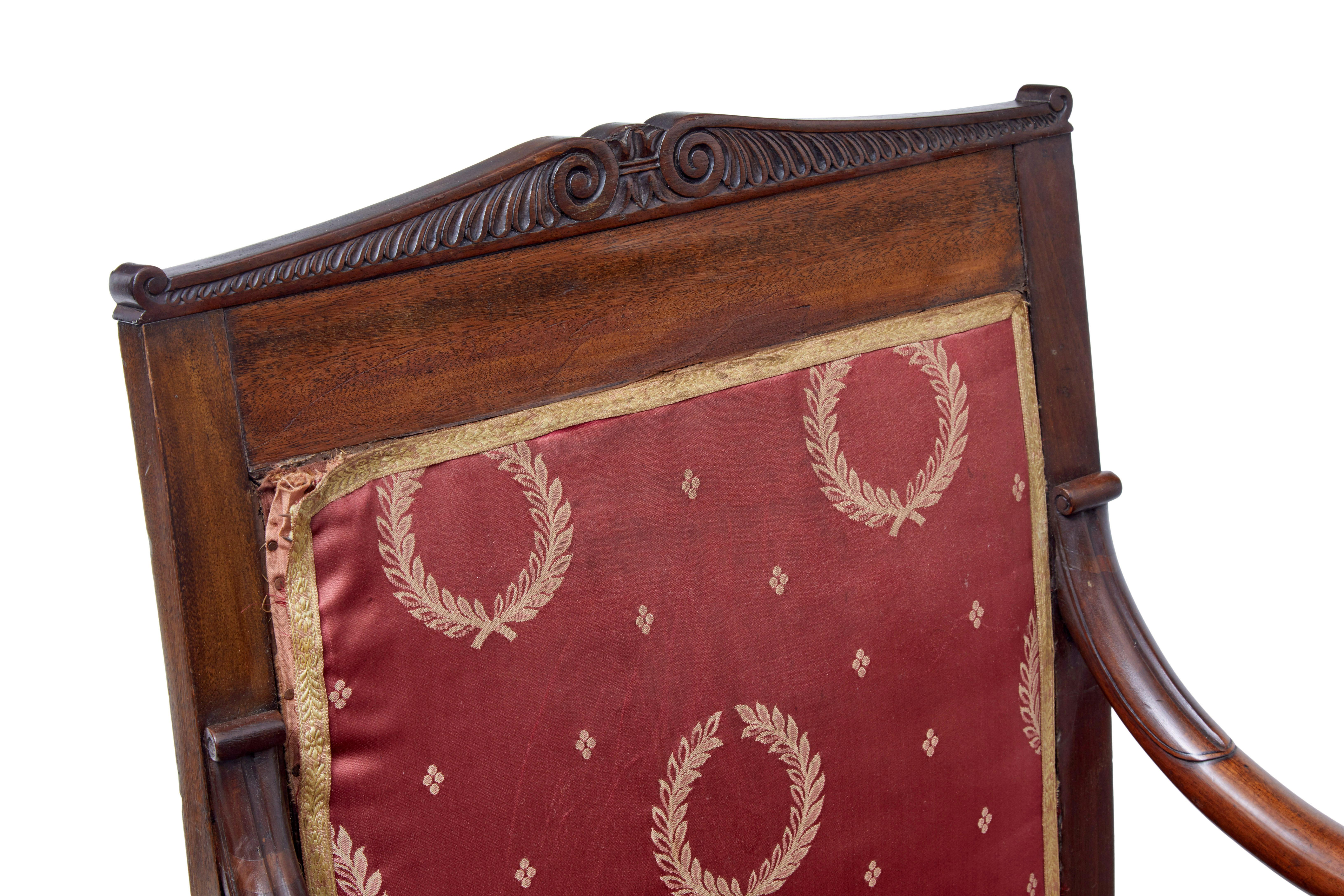 Fabric Set of 4 mid 19th century Danish mahogany armchairs For Sale