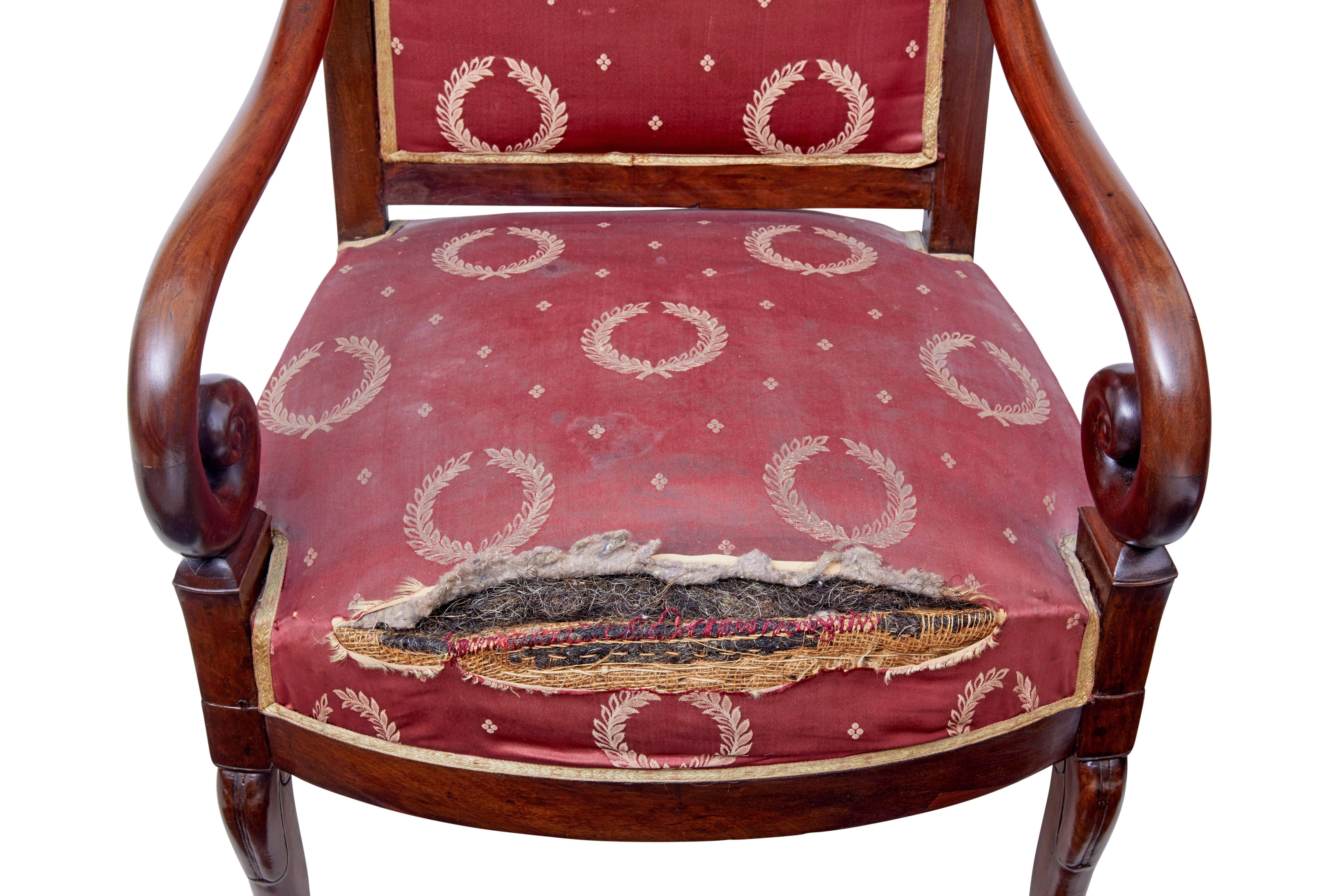 Set of 4 mid 19th century Danish mahogany armchairs For Sale 1