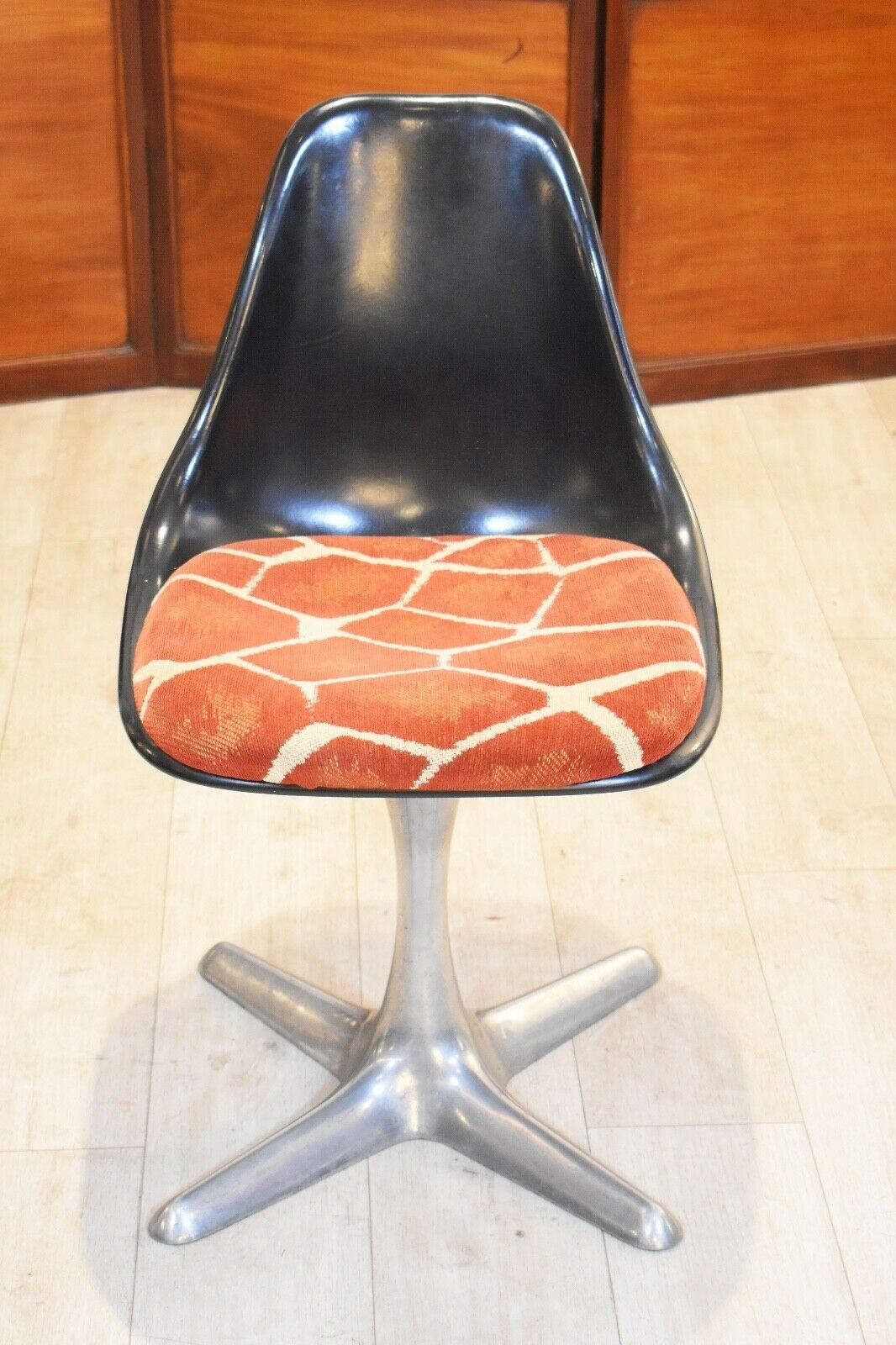 Set of 4 Mid-20th Century Arkana Dining Chairs Aluminium Swivel Base 1
