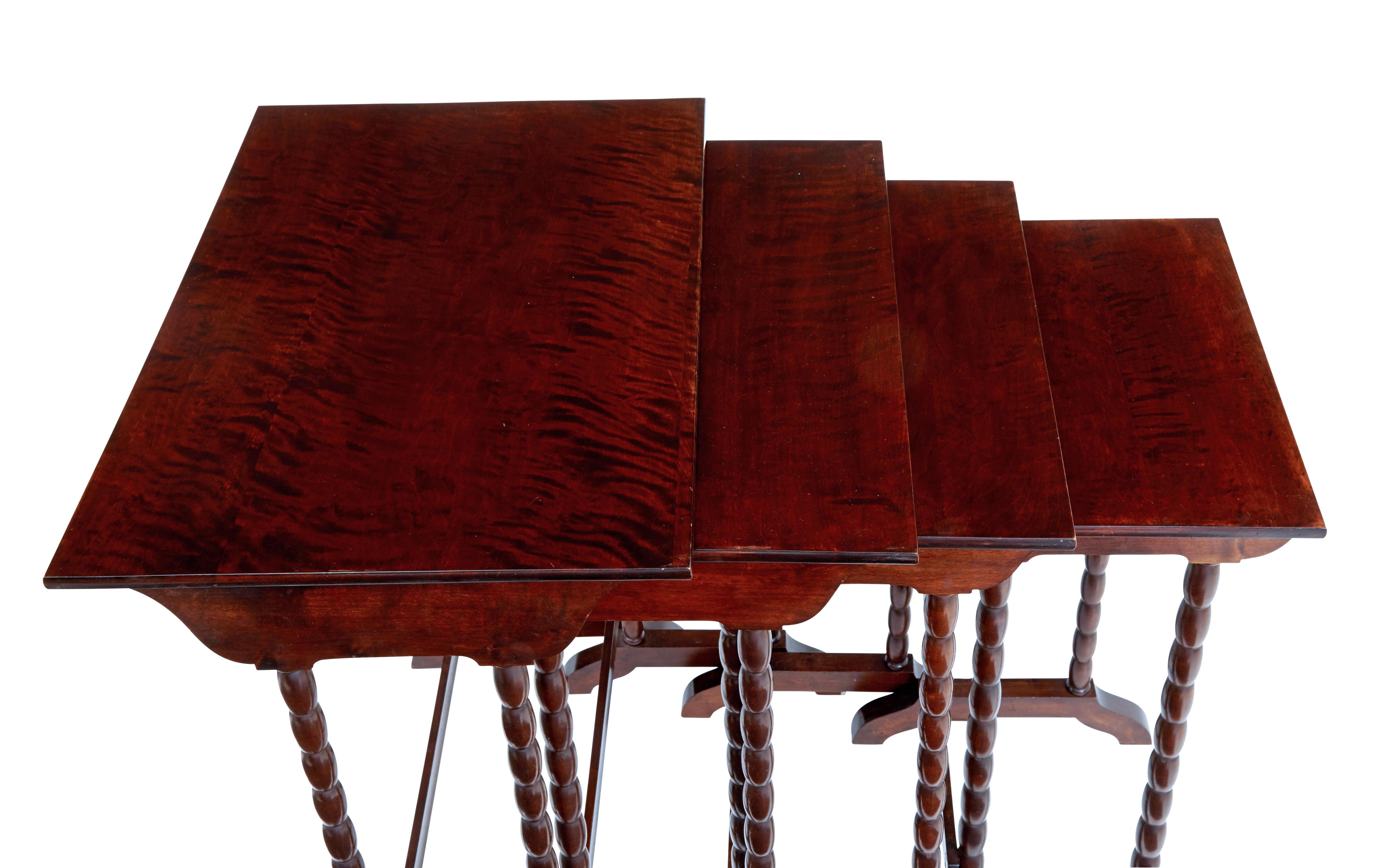 Scandinavian Modern Set of 4 Mid-20th Century Birch Nest of Tables