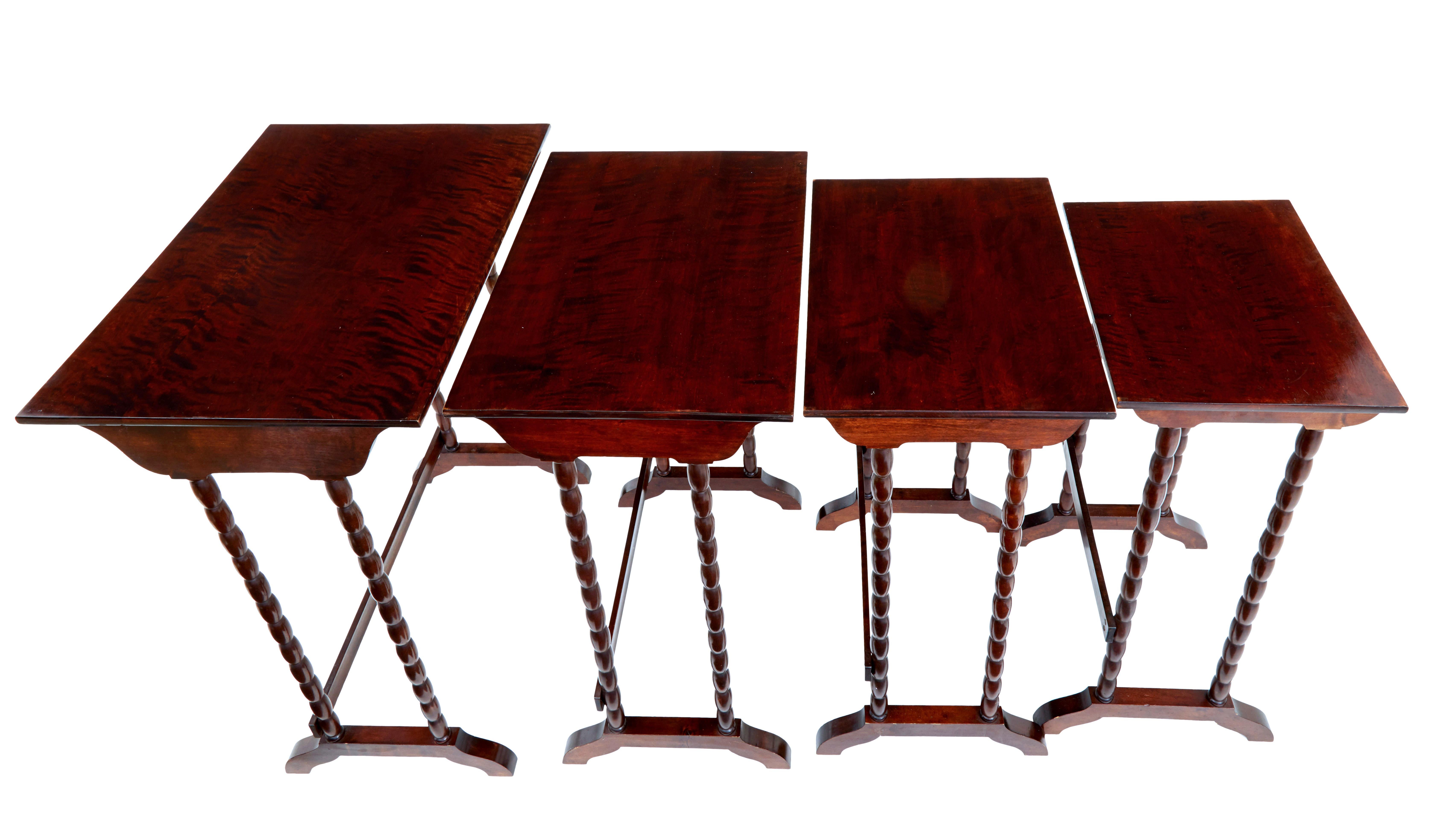 Swedish Set of 4 Mid-20th Century Birch Nest of Tables