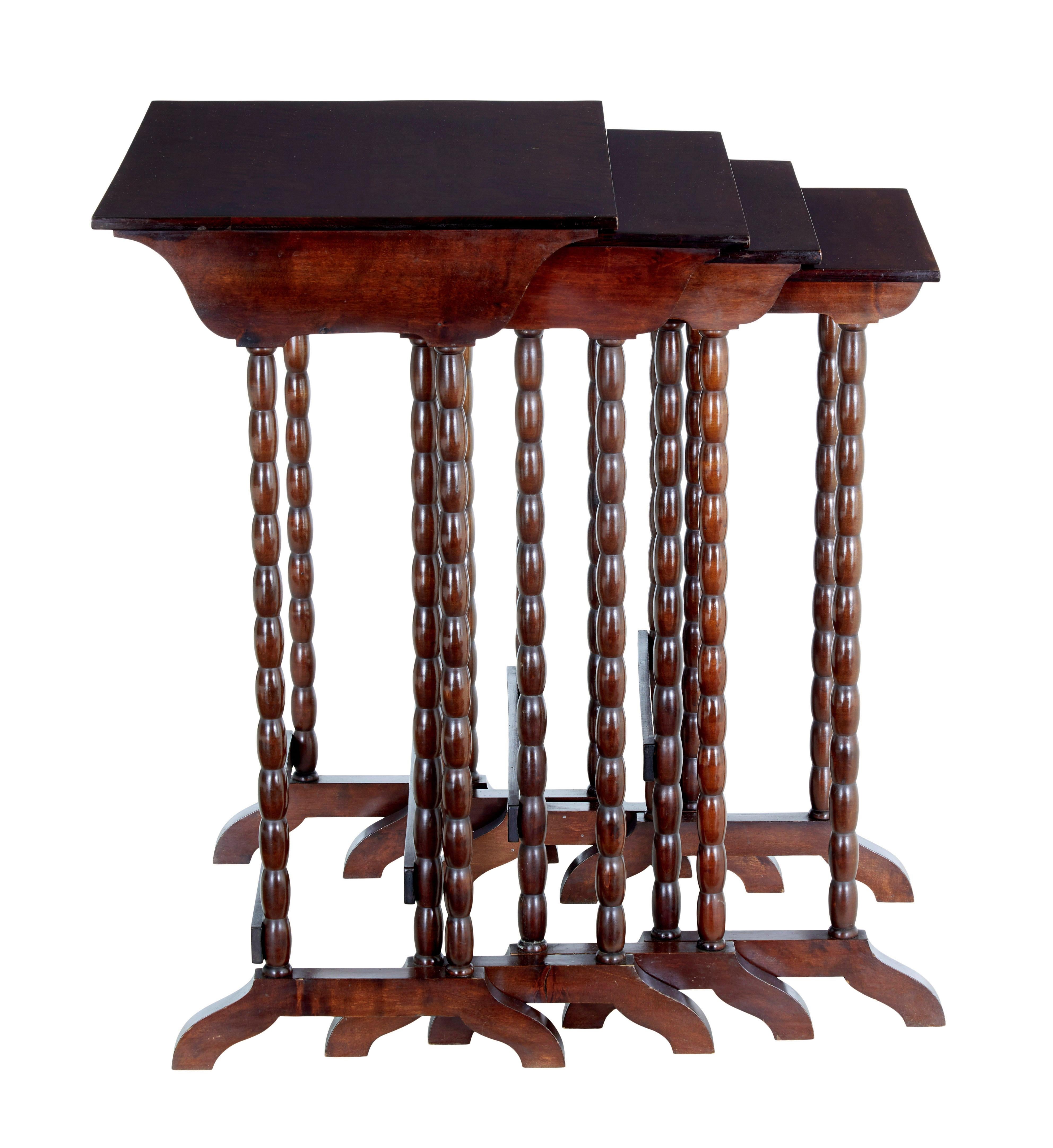 20th Century Set of 4 mid 20th century birch nest of tables For Sale