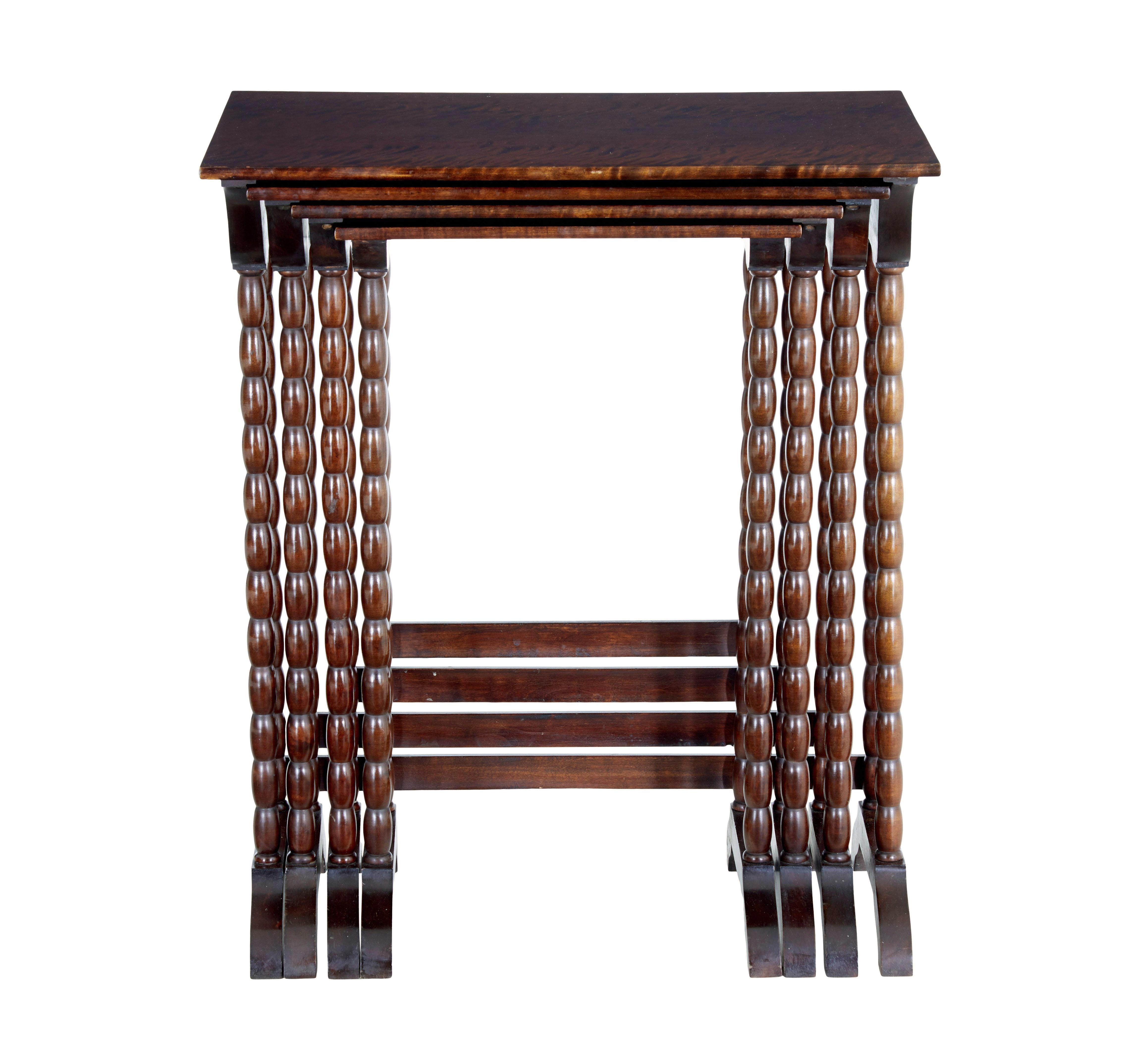 Birch Set of 4 mid 20th century birch nest of tables For Sale