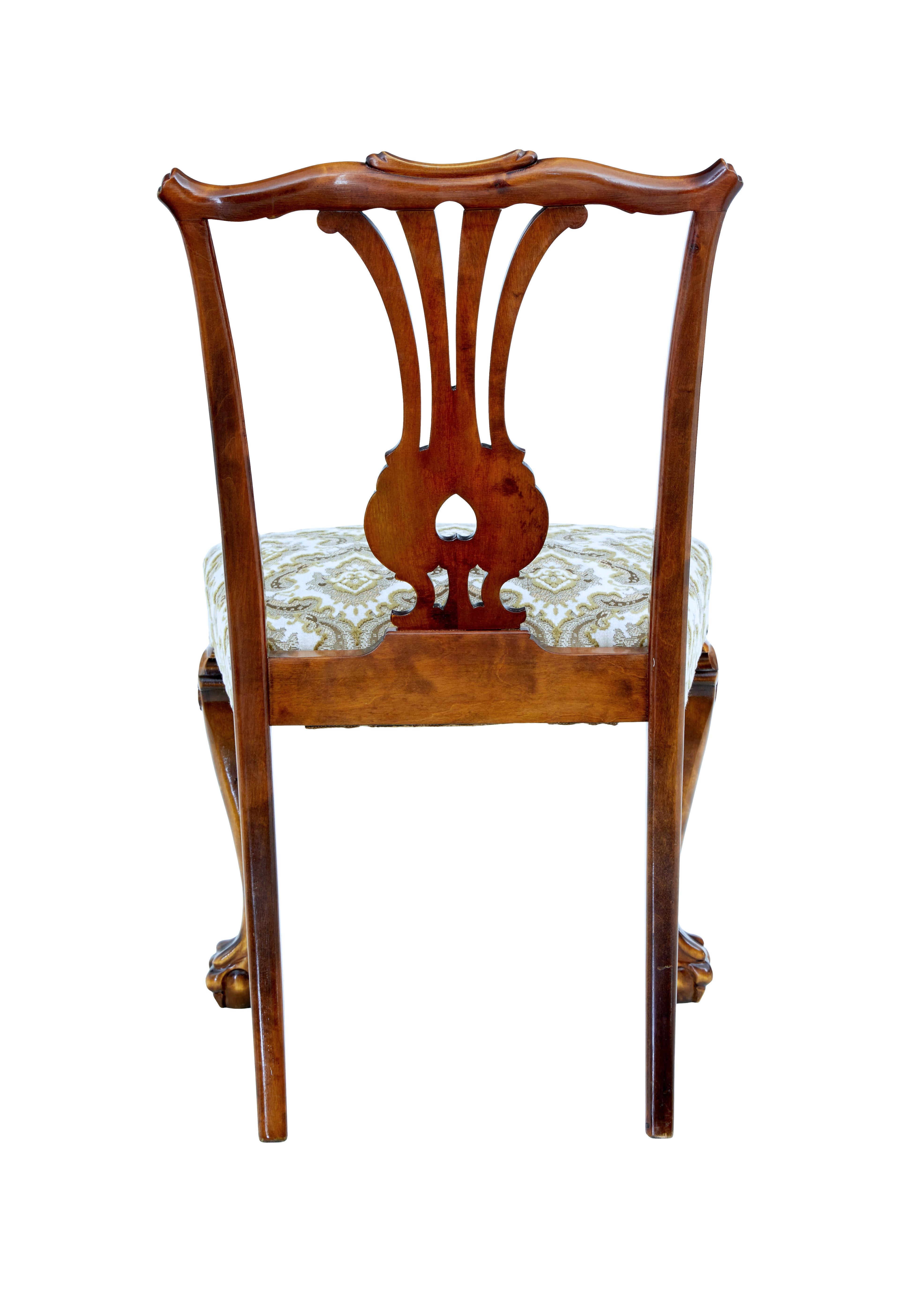 Carved Set of 4 Mid-20th Century Chippendale Inspired Dining Chairs