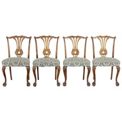 Set of 4 Mid-20th Century Chippendale Inspired Dining Chairs
