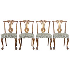 Set of 4 Mid-20th Century Chippendale Inspired Dining Chairs