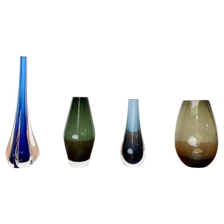 Set of 4 Mid-Century Art Glass Vases, 1960s