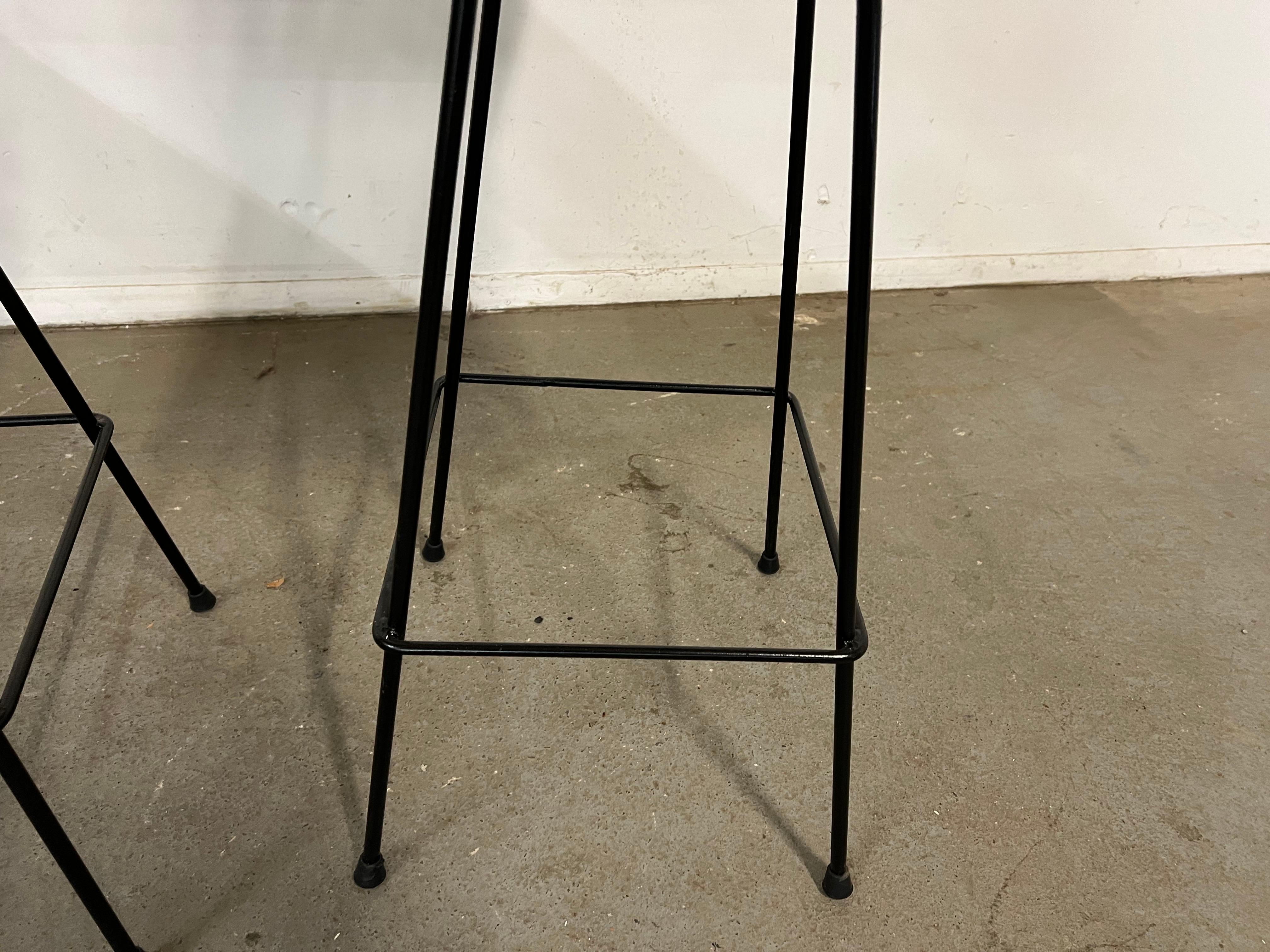  Set of 4 Mid-Century Arthur Umanoff Slat Style Bar Stools For Sale 3