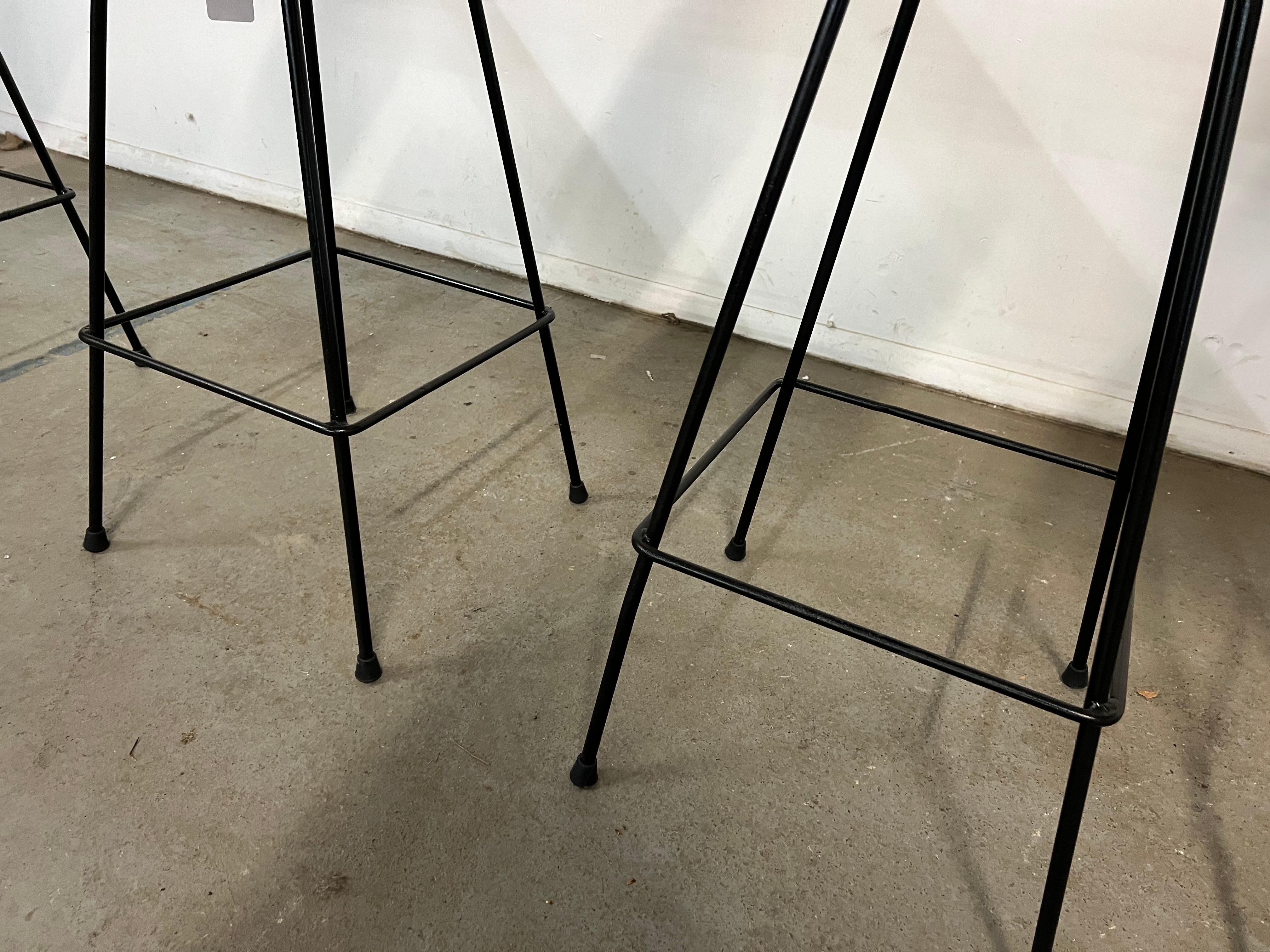  Set of 4 Mid-Century Arthur Umanoff Slat Style Bar Stools For Sale 6