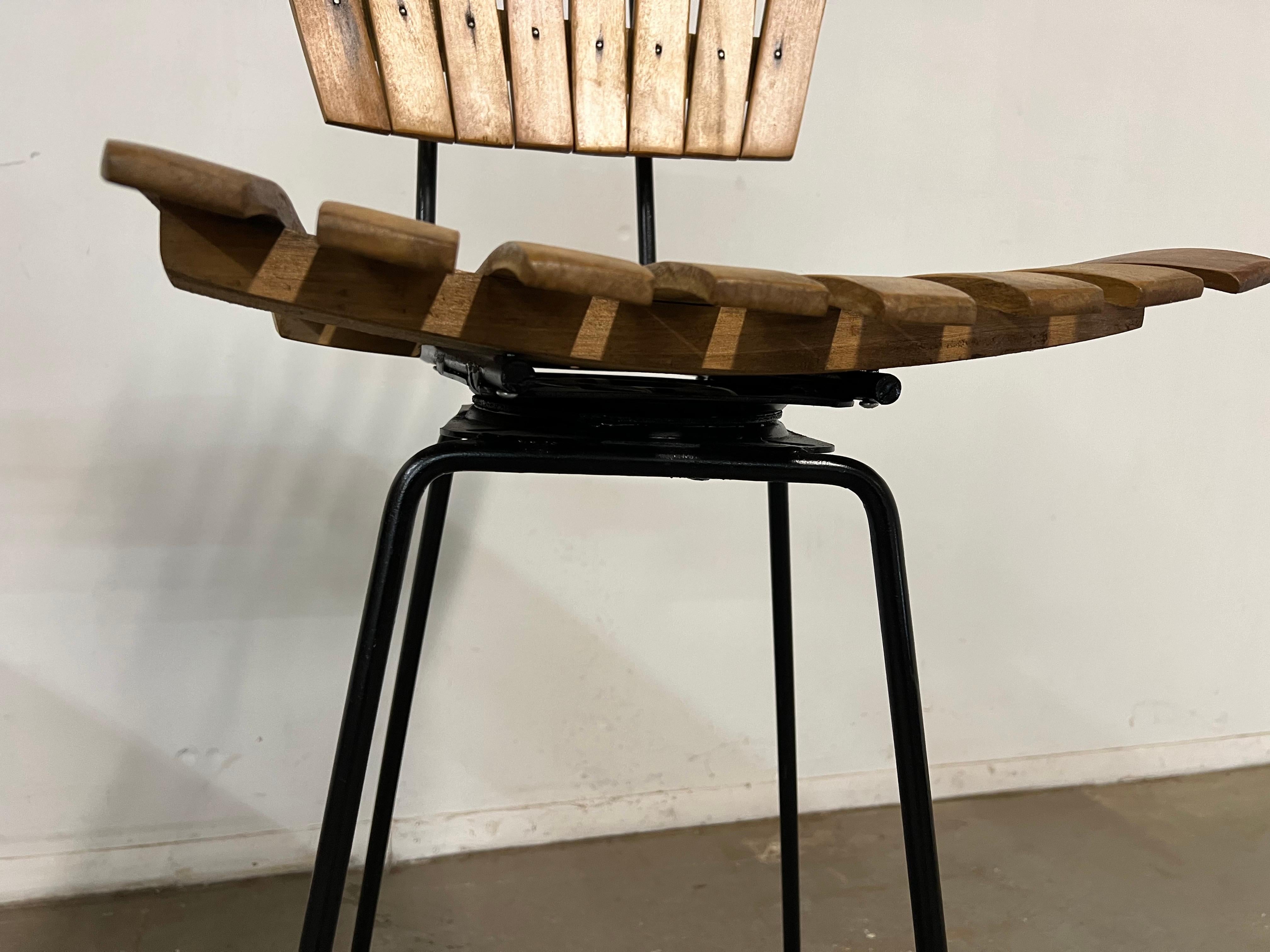 Set of 4 Mid-Century Arthur Umanoff Slat Style Bar Stools 7