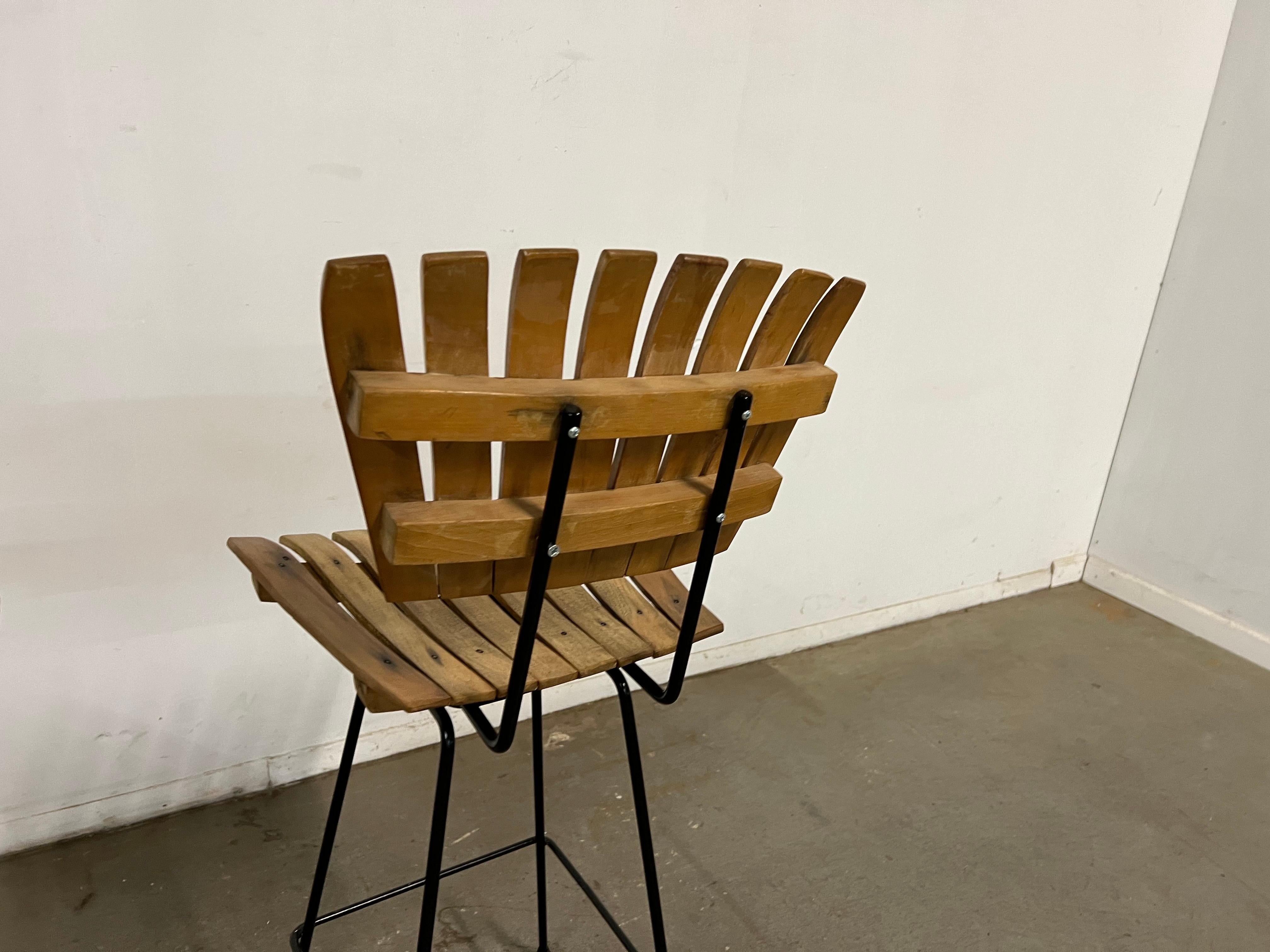  Set of 4 Mid-Century Arthur Umanoff Slat Style Bar Stools For Sale 9