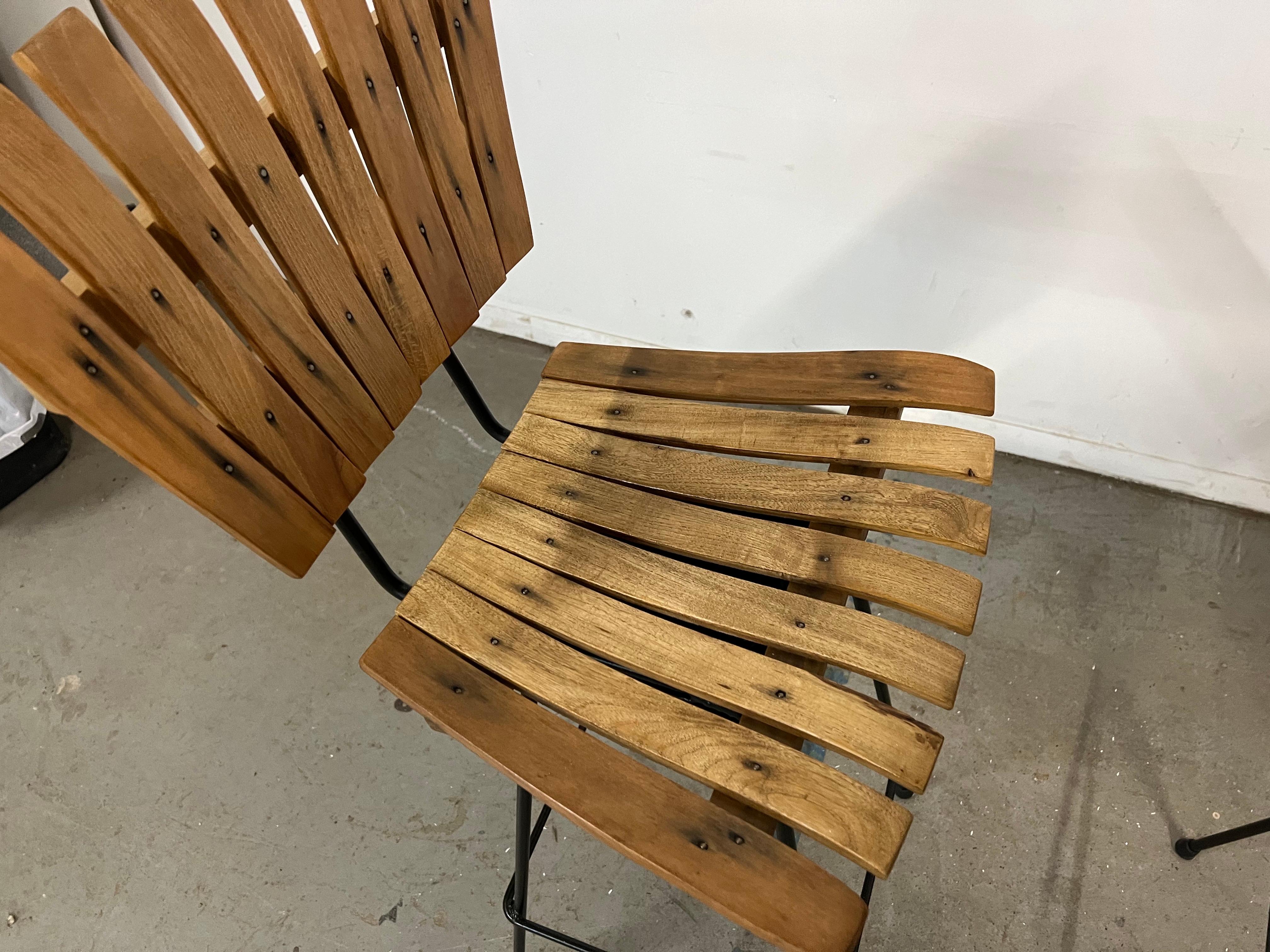 Mid-Century Modern Set of 4 Mid-Century Arthur Umanoff Slat Style Bar Stools