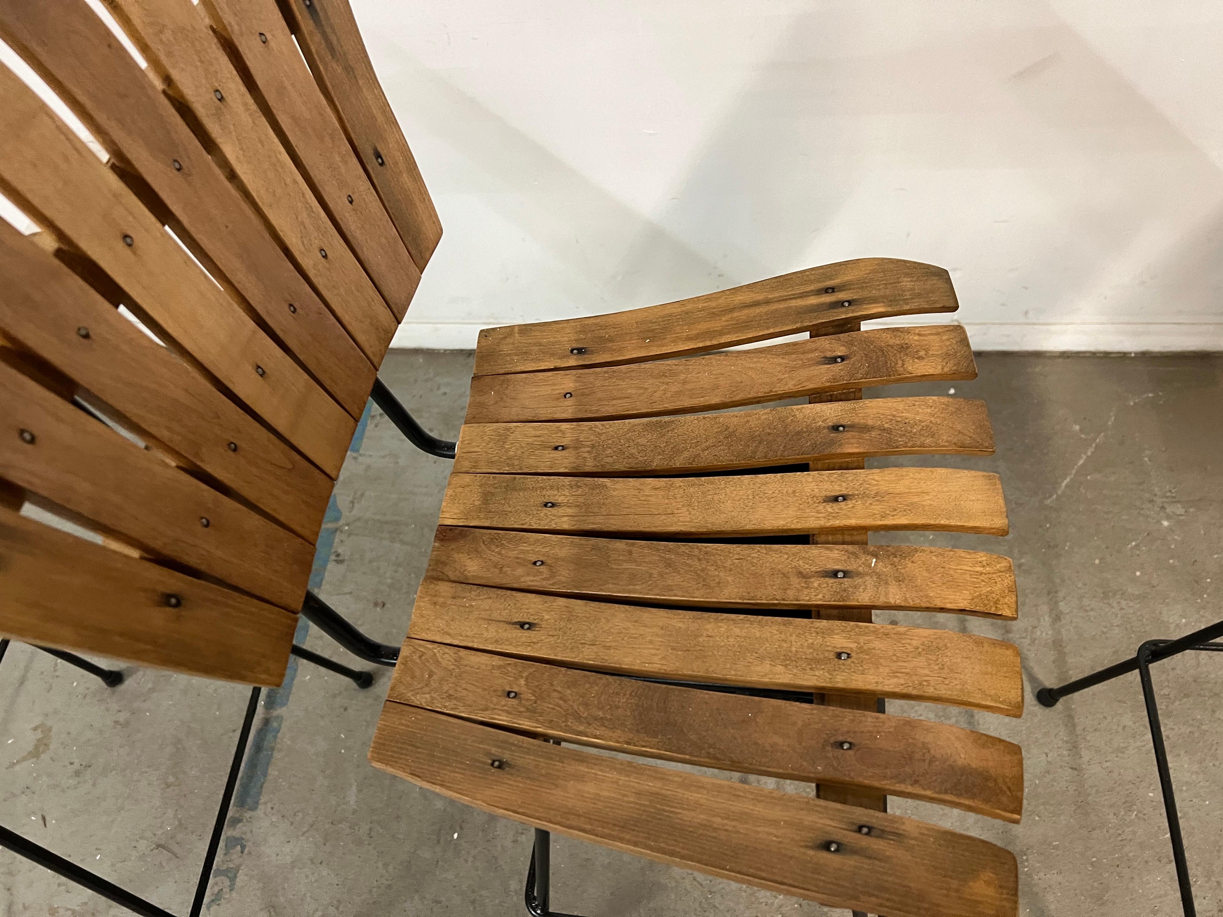 American Set of 4 Mid-Century Arthur Umanoff Slat Style Bar Stools
