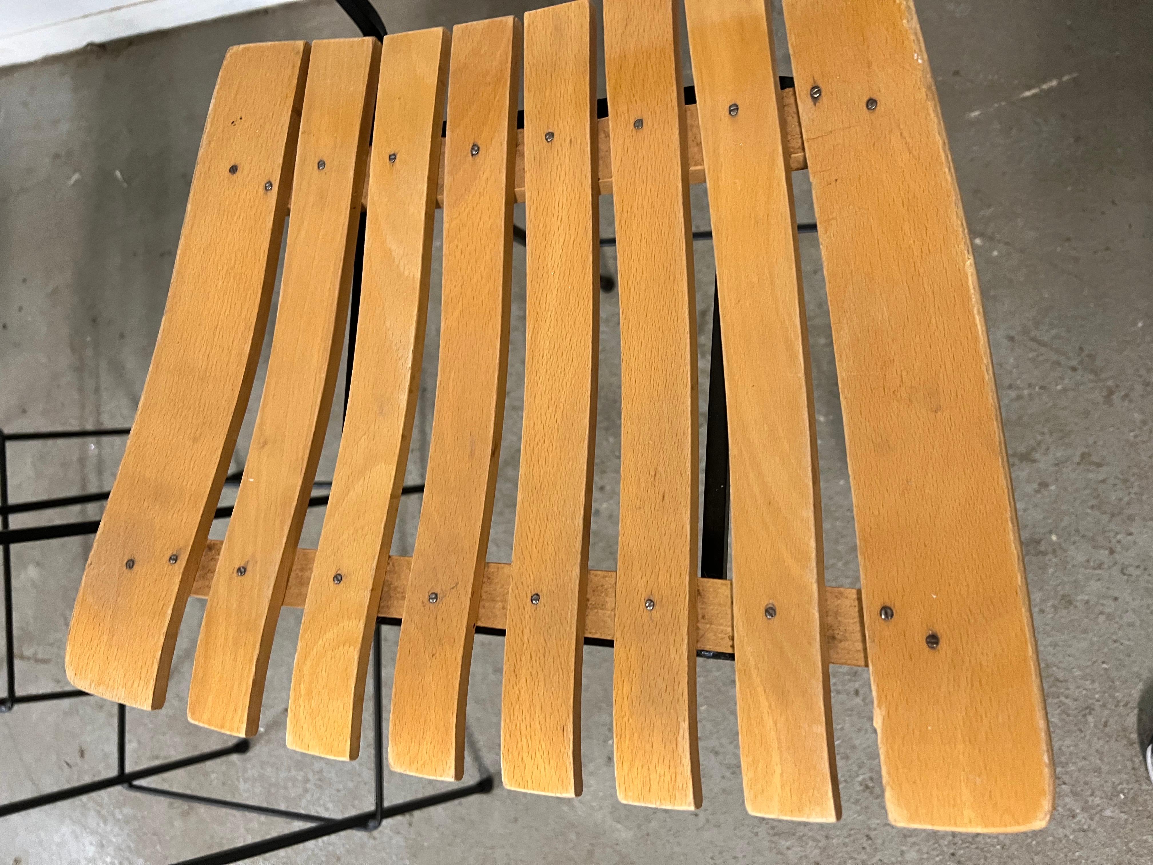 Iron Set of 4 Mid-Century Arthur Umanoff Slat Style Bar Stools