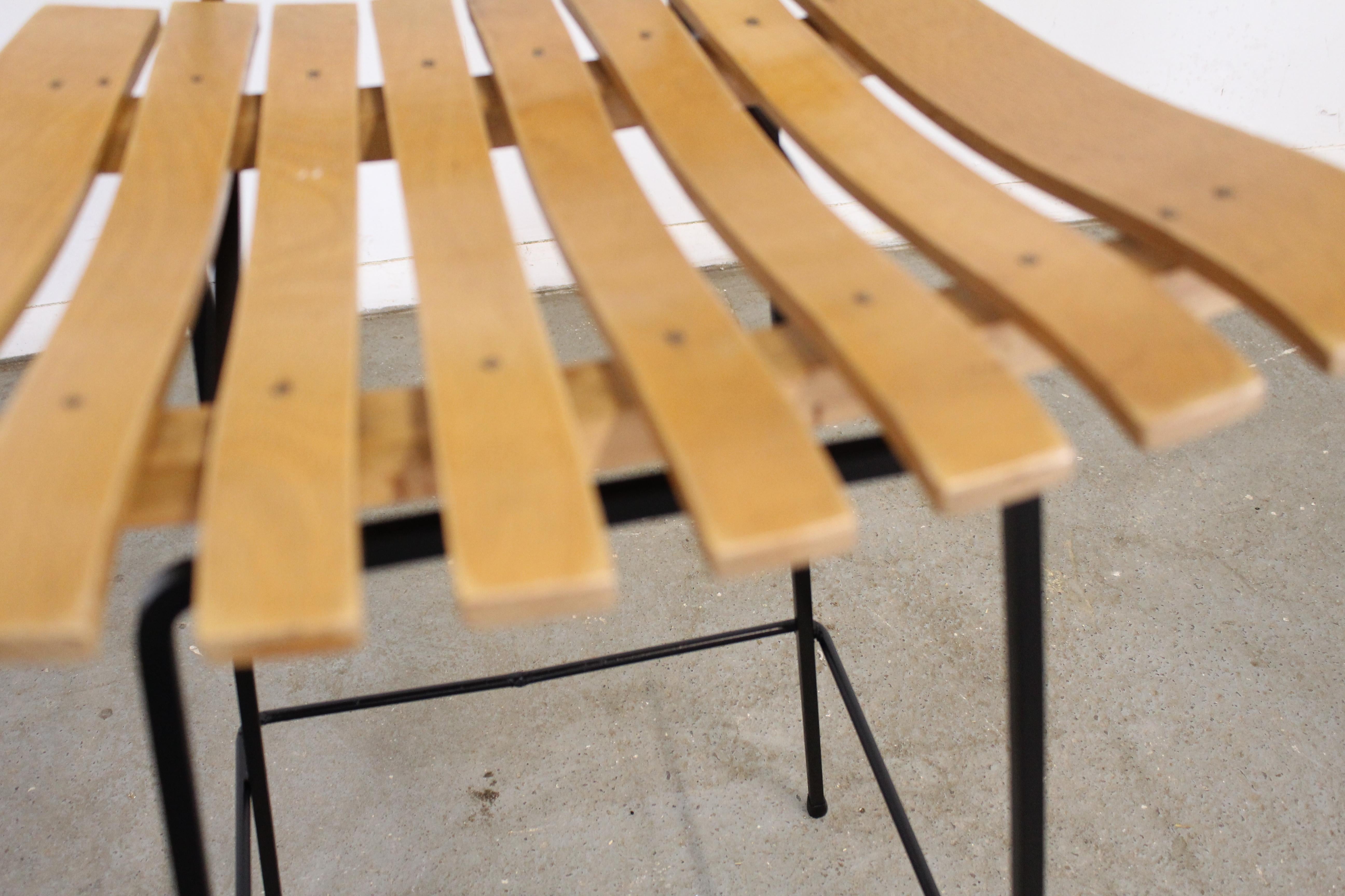 20th Century Set of 4 Mid-Century Arthur Umanoff Slat Style Bar Stools For Sale