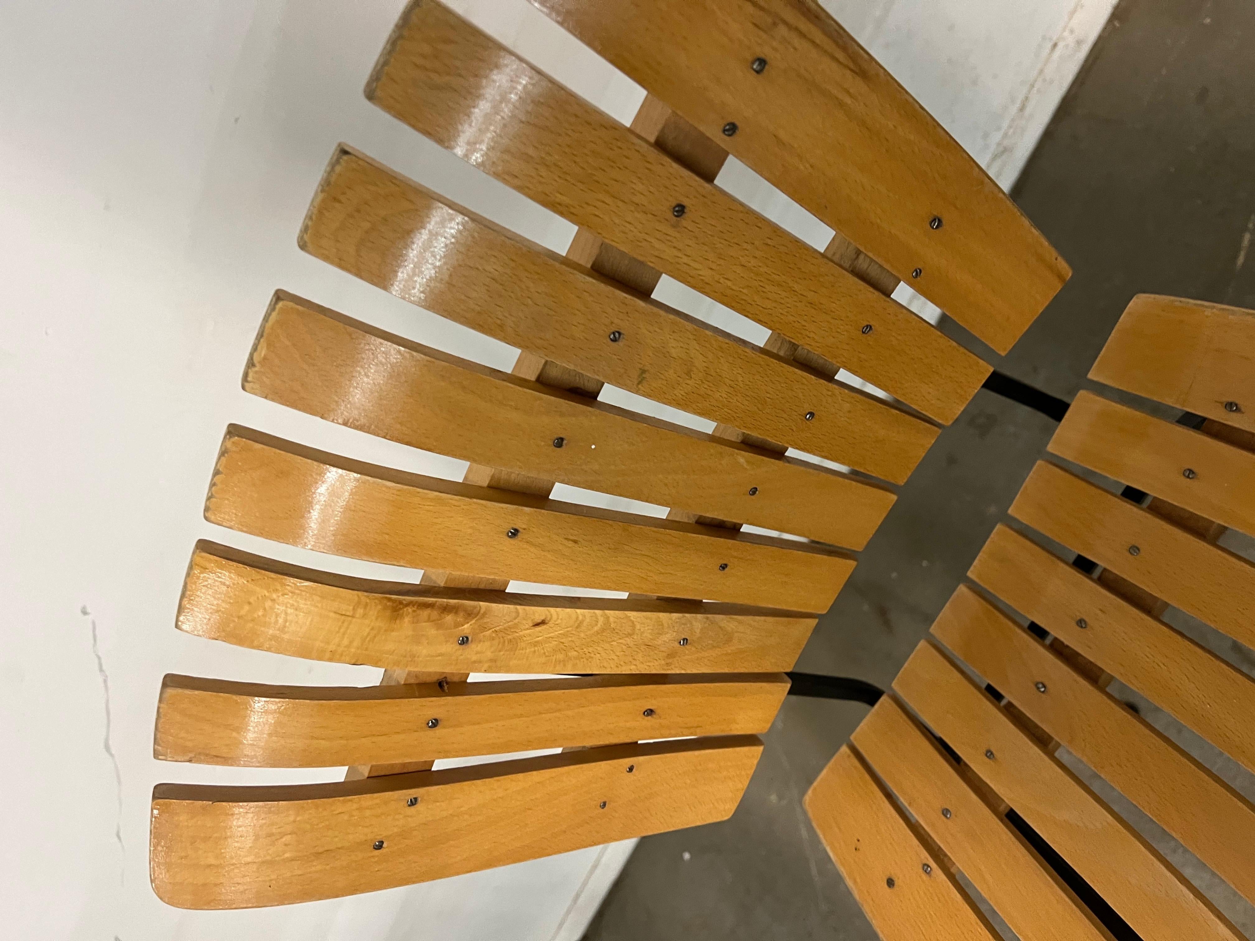 Set of 4 Mid-Century Arthur Umanoff Slat Style Bar Stools 1
