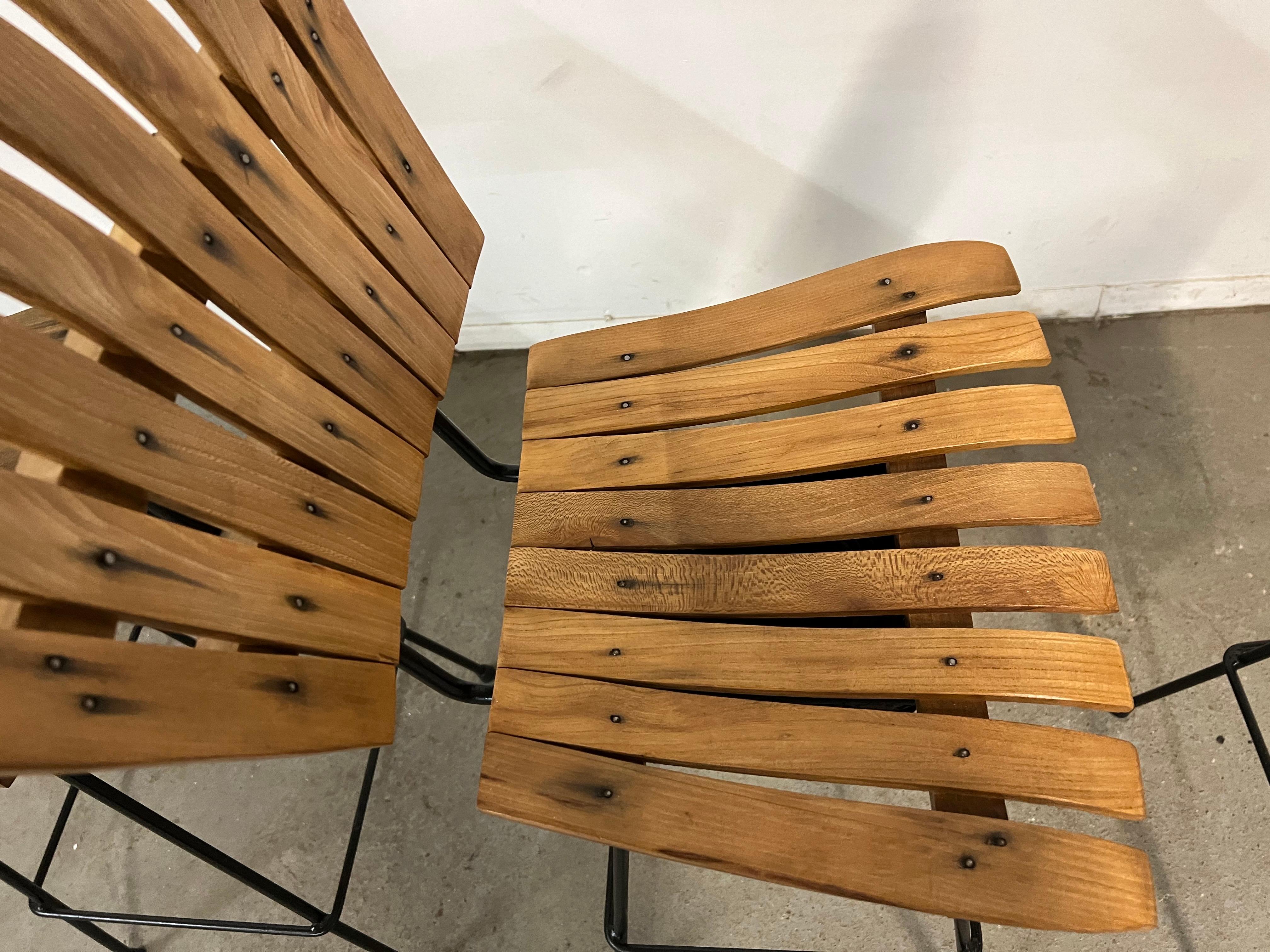 Set of 4 Mid-Century Arthur Umanoff Slat Style Bar Stools 2