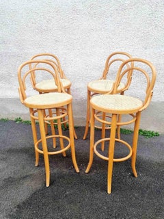 Set di 4 sgabelli da bar in stile Thonet, Italia anni '70