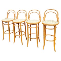 Set of 4 Mid Century Bar Stools in Thonet style, Italy 70s